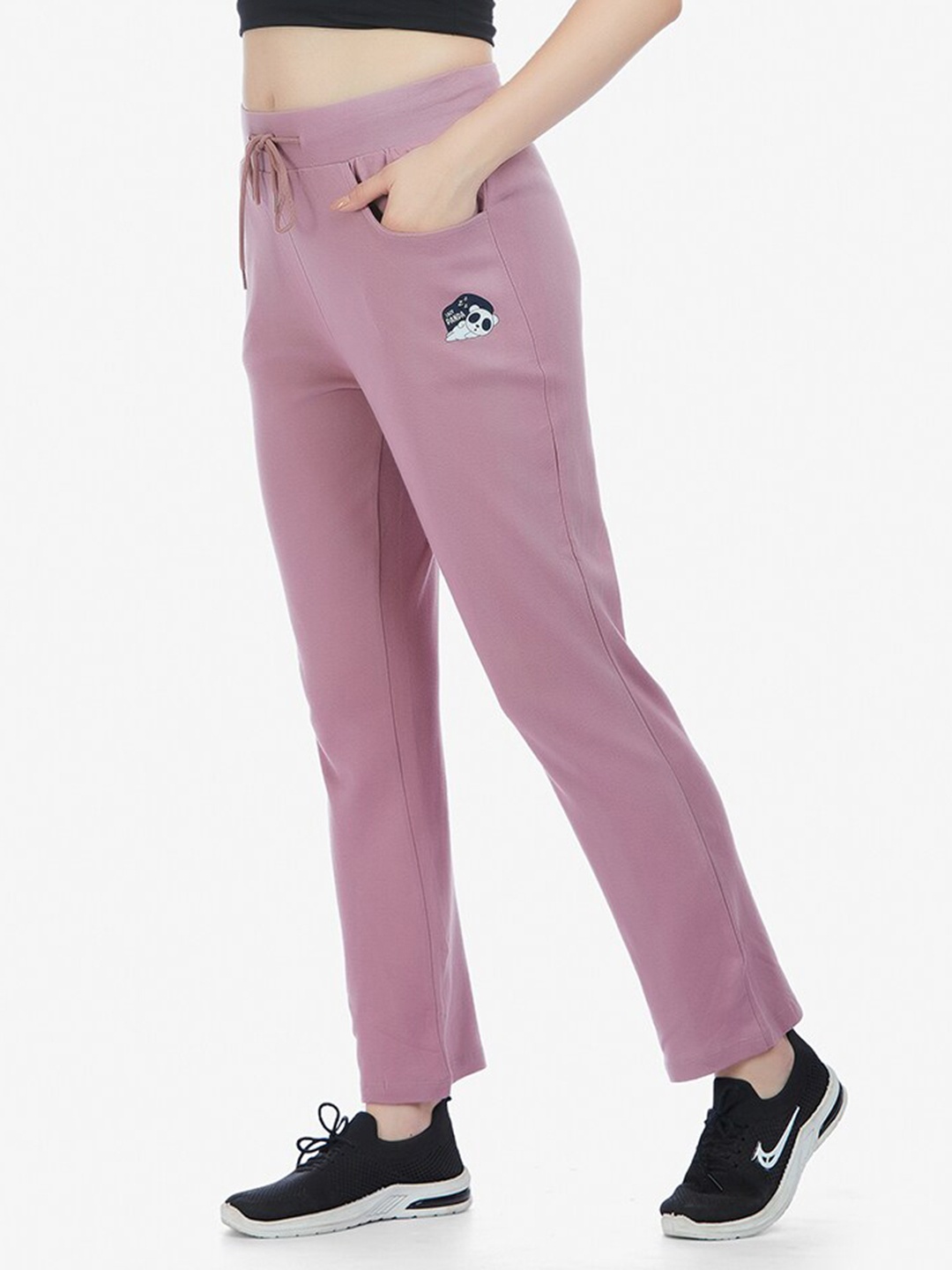 

MAYSIXTY Women Mid-Rise Athleisure Track Pants, Pink
