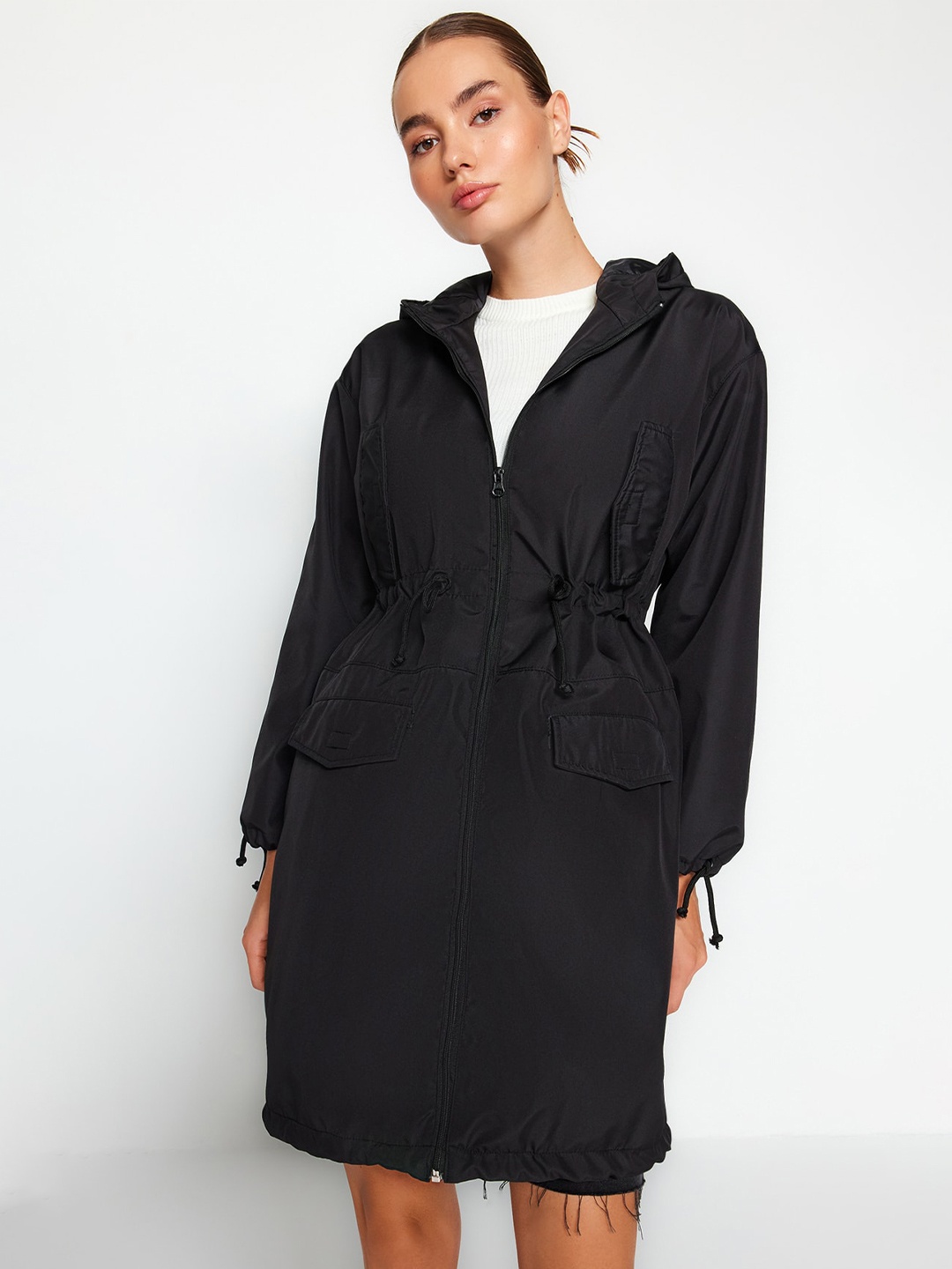 

Trendyol Self Design Longline Overcoat, Na