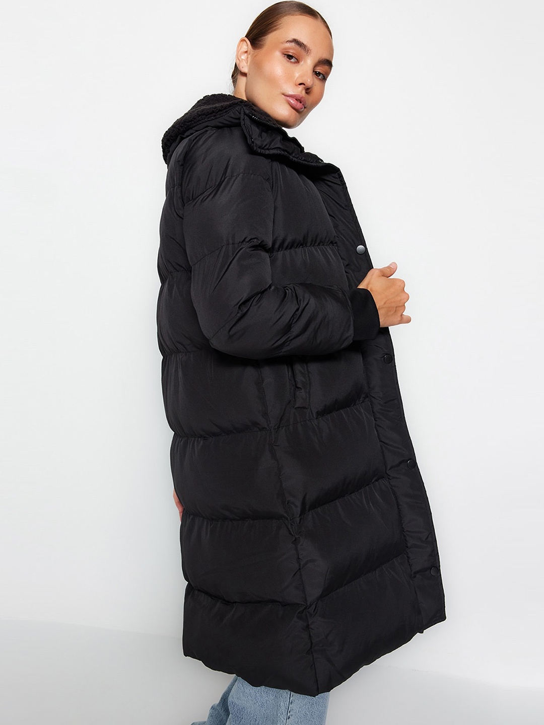 

Trendyol Mock Collar Overcoat, Na