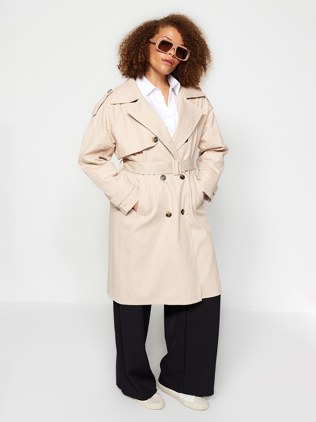 

Trendyol Single-Breasted Trench Coat, Beige