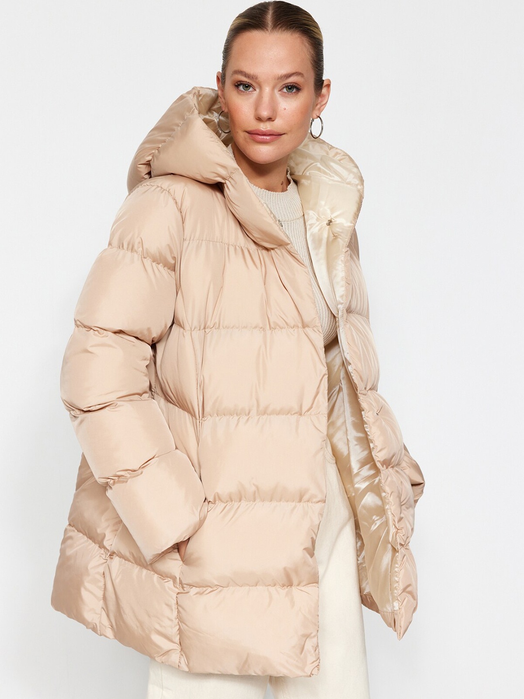 

Trendyol Hooded Puffer Jacket, Beige