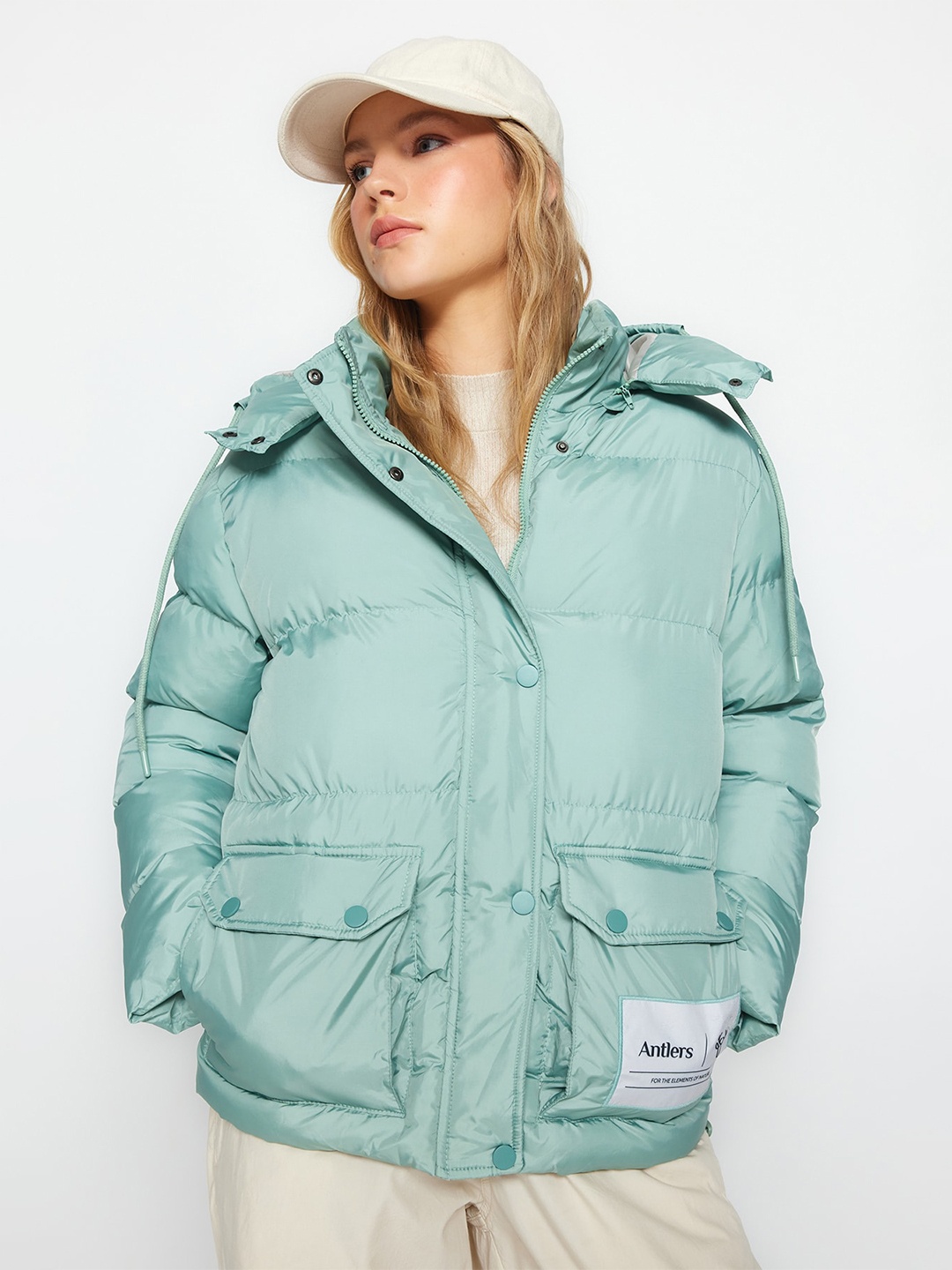 

Trendyol Hooded Padded Jacket, Green