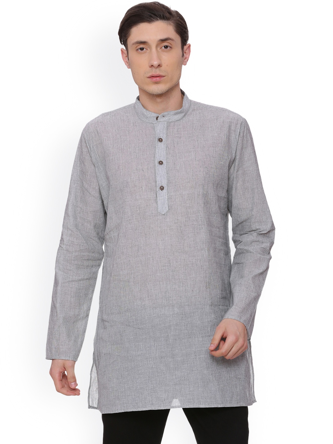 

TATTVA Men Grey Woven Design Straight Kurta