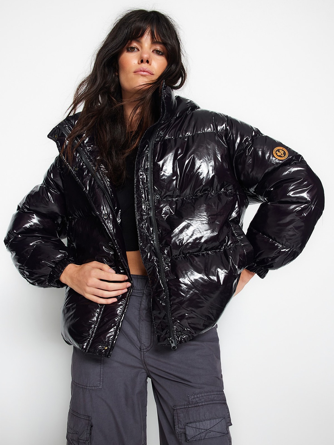 

Trendyol Mock Collar Puffer Jacket, Black