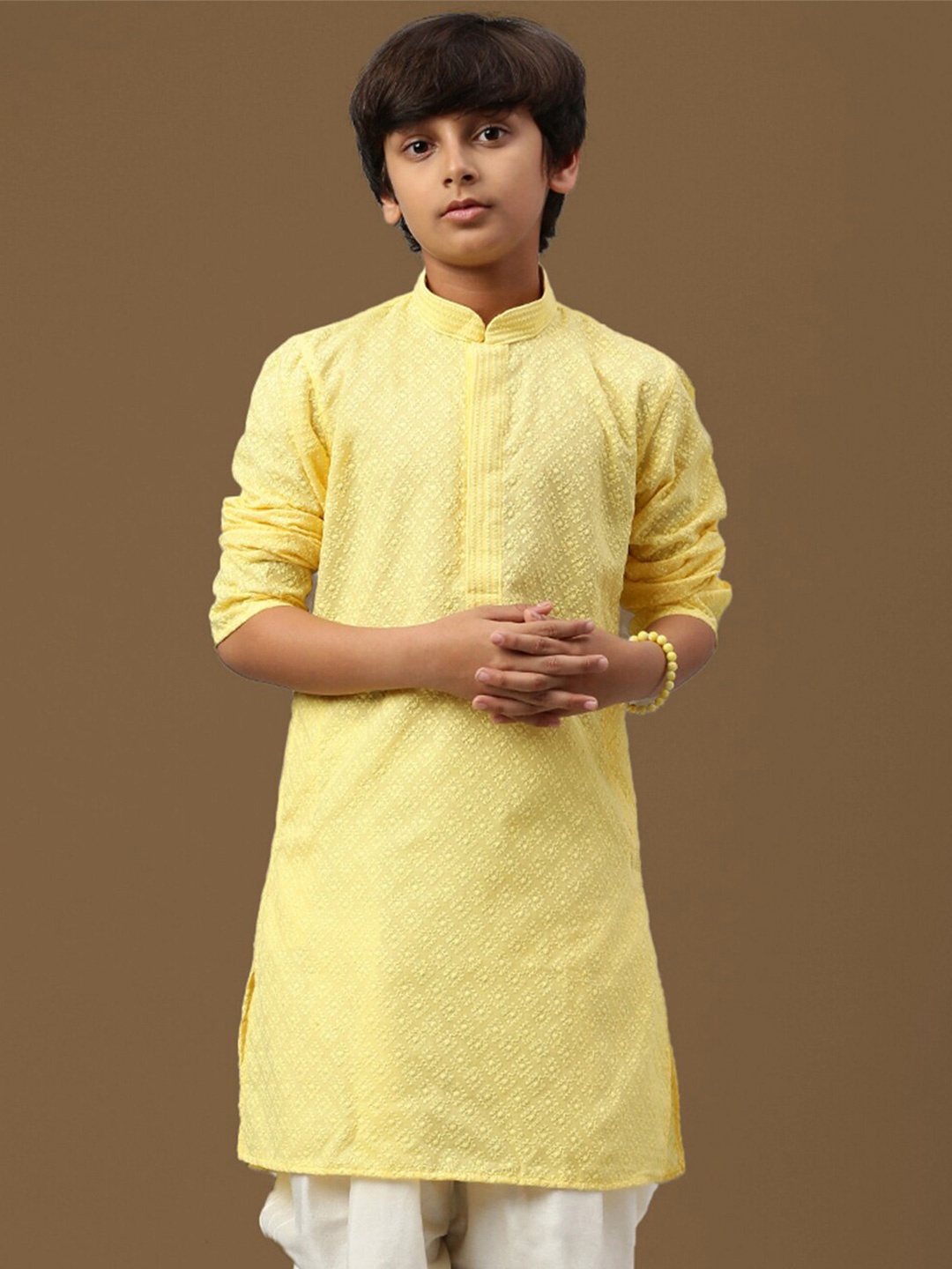 

Sanwara Boys Embroidered Chikankari Ethnic Kurta, Yellow