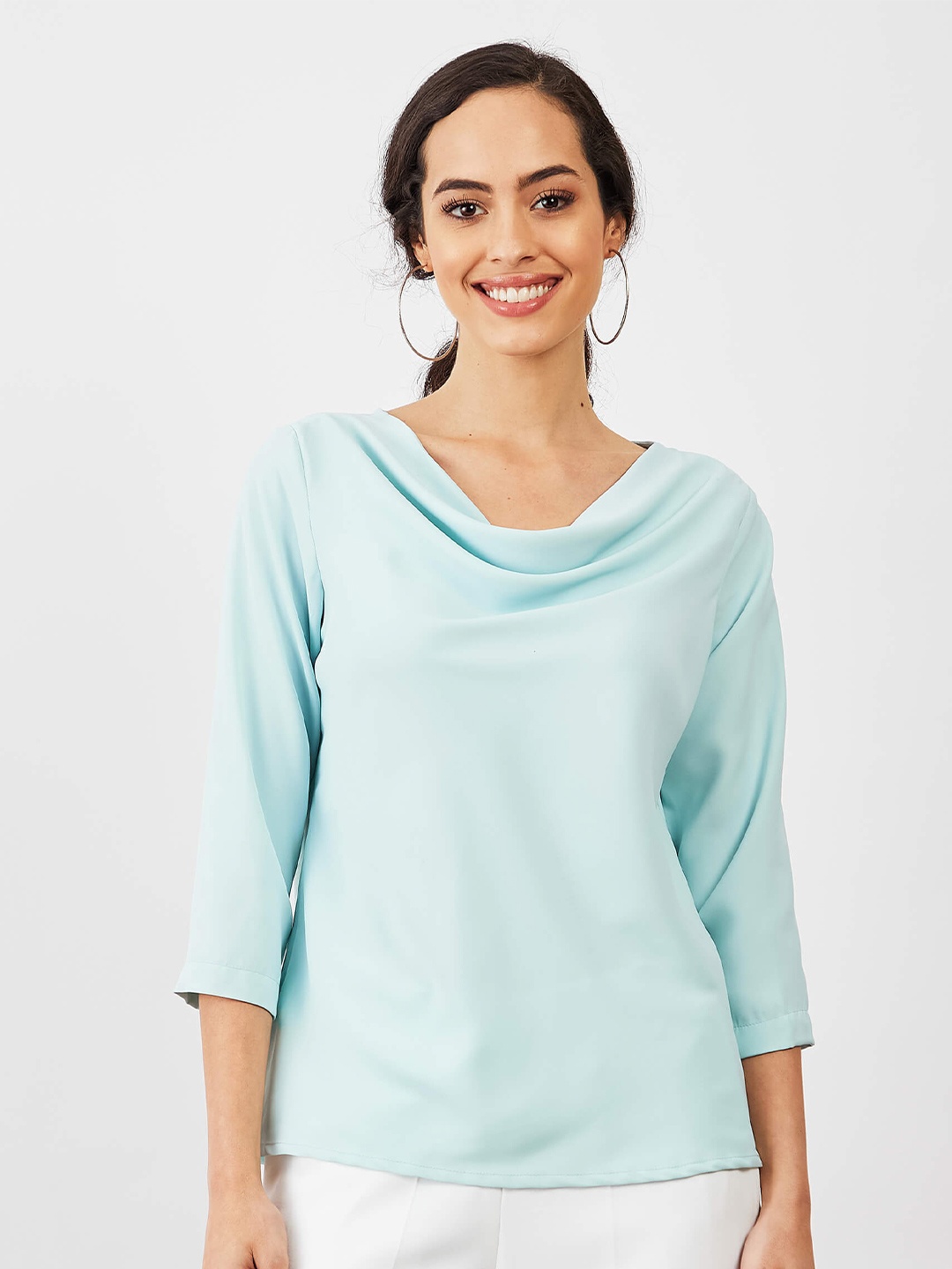 

SALT ATTIRE Cowl Neck Regular Top, Blue