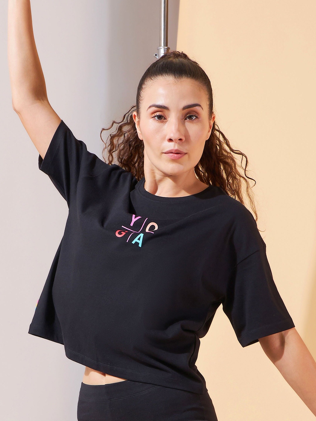 

CULT Yoga Cotton Boxy Graphic T-shirt, Black