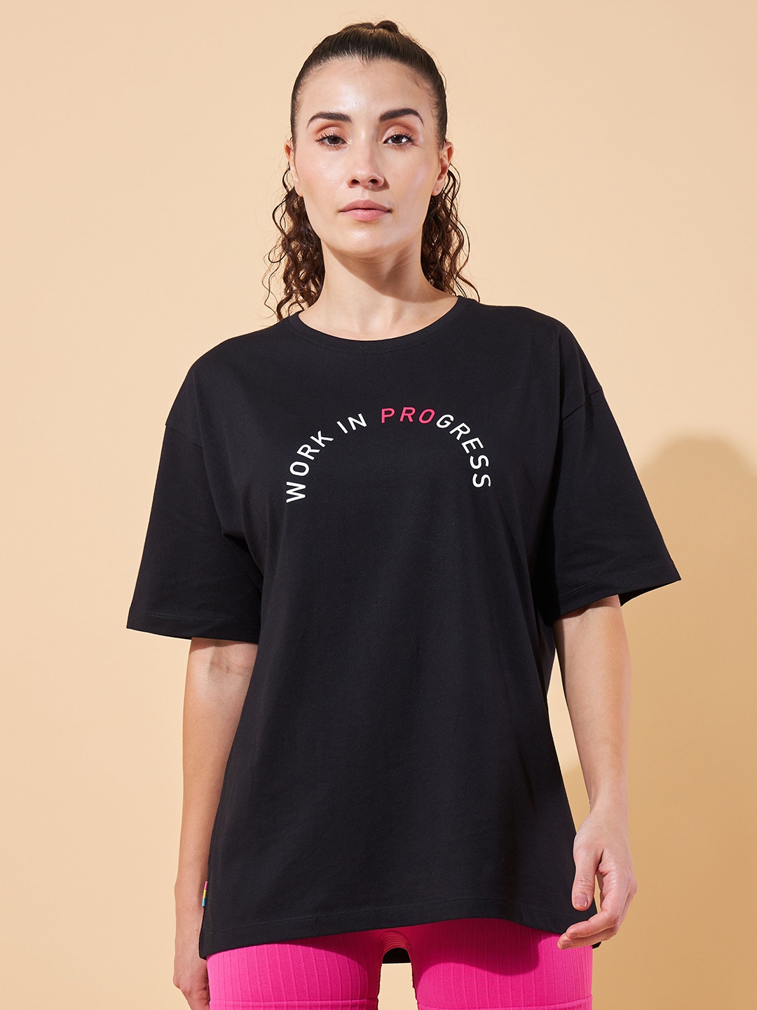 

CULT Lifestyle Cotton Oversized Graphic T-shirt, Black