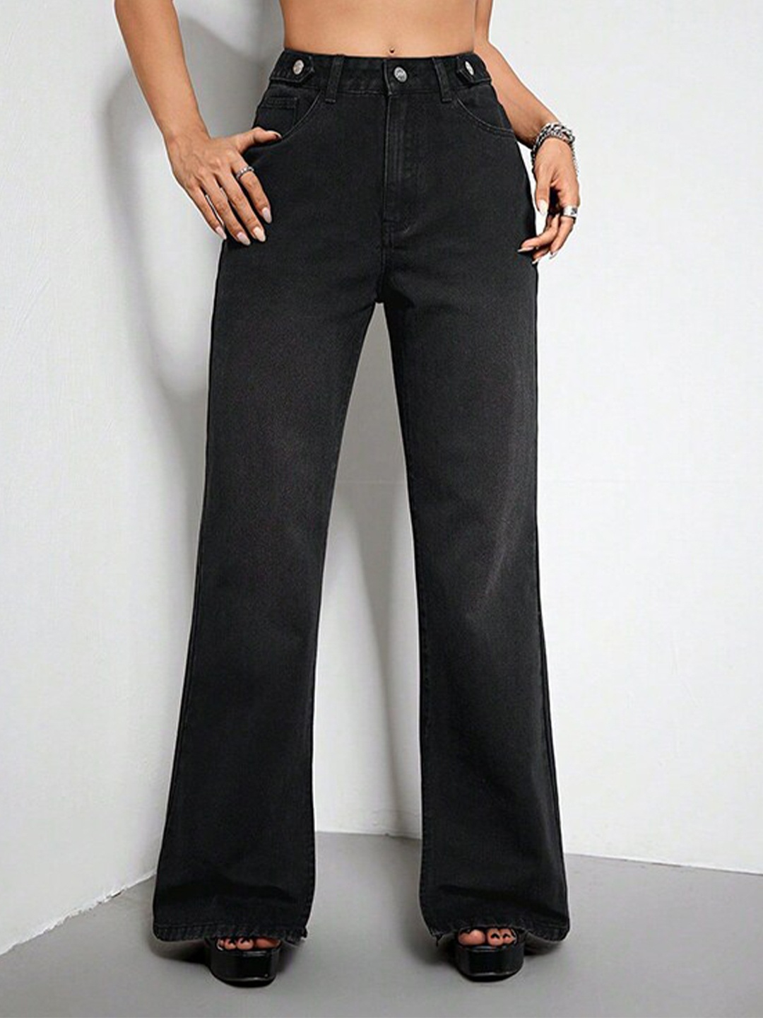 

StyleCast Women Black Flared Jeans