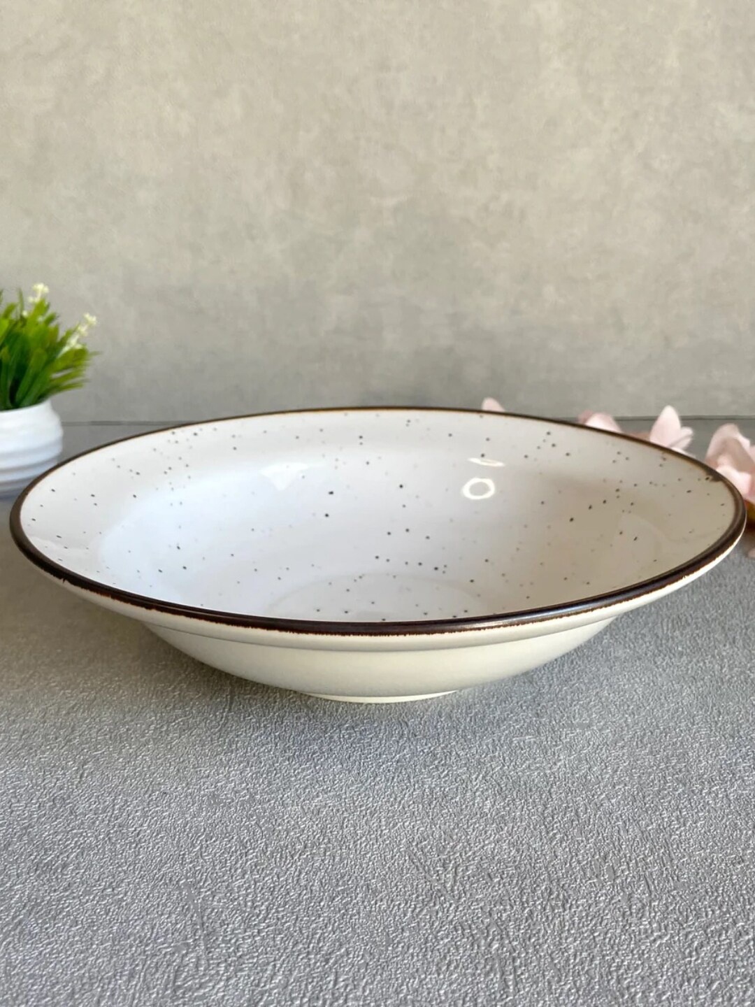 

House of Objects White & Grey Printed Porcelain Glossy Plates
