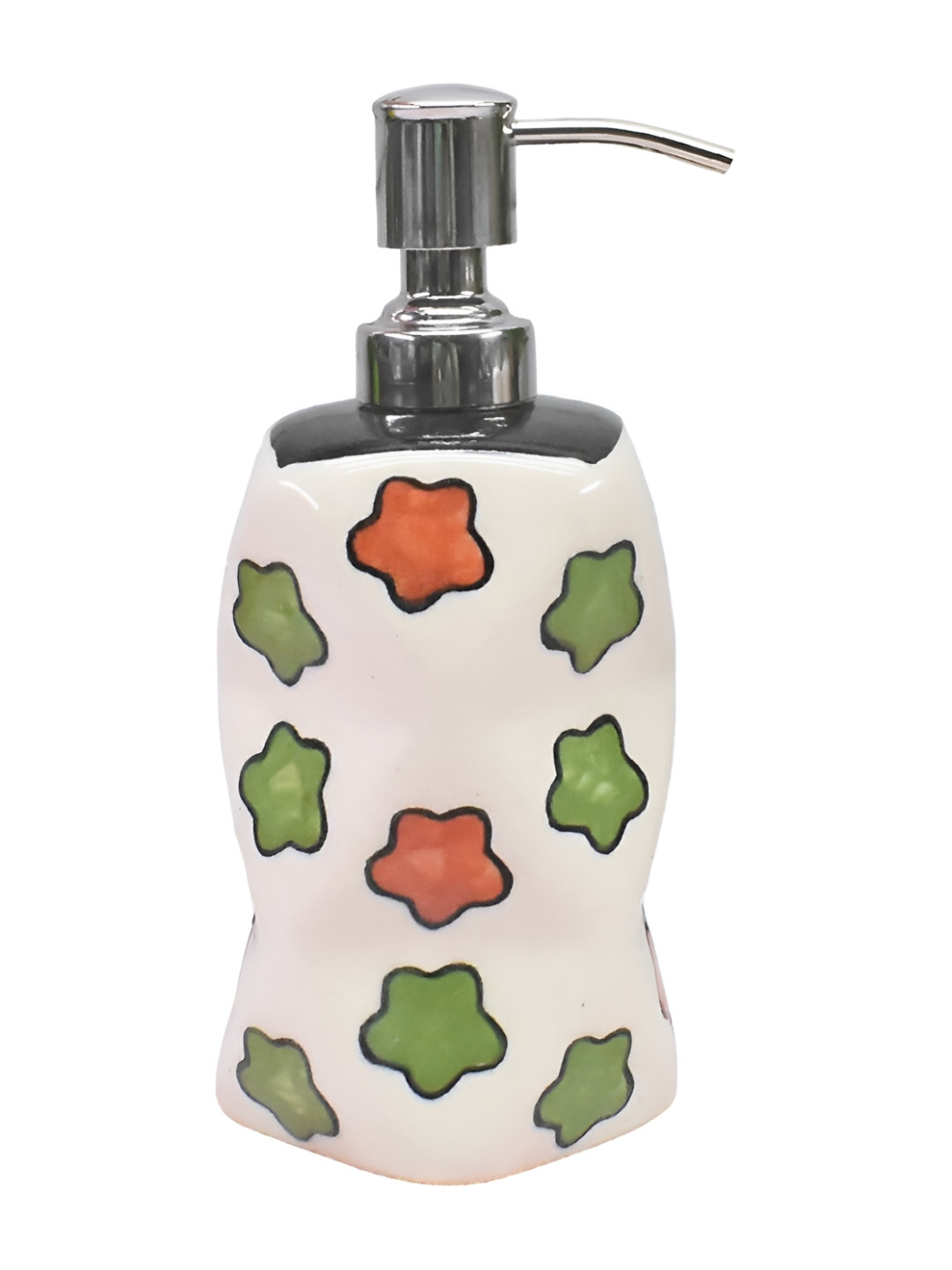 

Kookee White & Green Floral Printed Ceramic Soap Dispenser