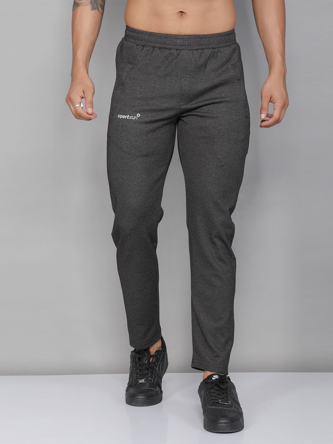 

SPORT SUN Men Mid Rise Anti Odour Track Pants, Black