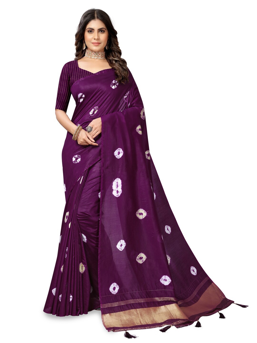 

Inithi Tie and Dye Silk Cotton Saree, Purple