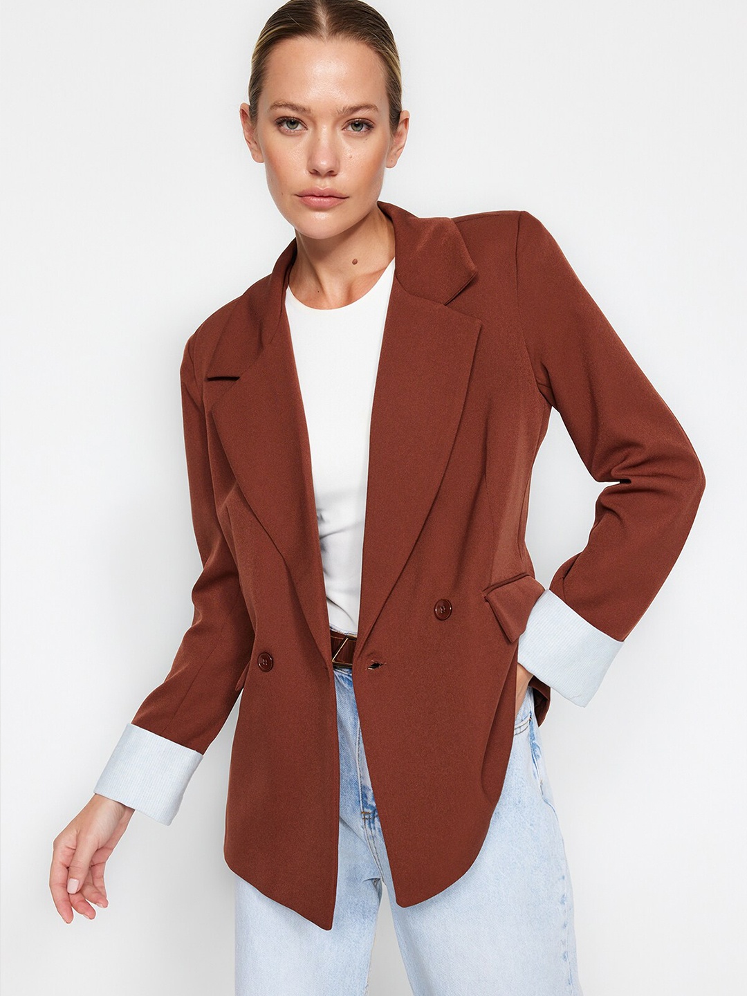 

Trendyol Lapel Collar Tailored Jacket, Maroon