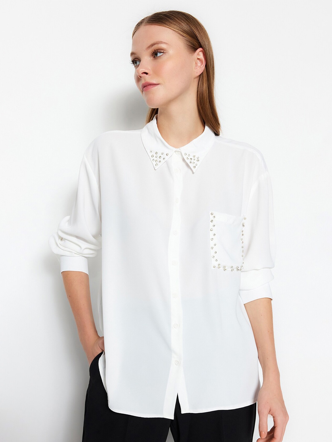

Trendyol Embellished Casual Shirt, Na