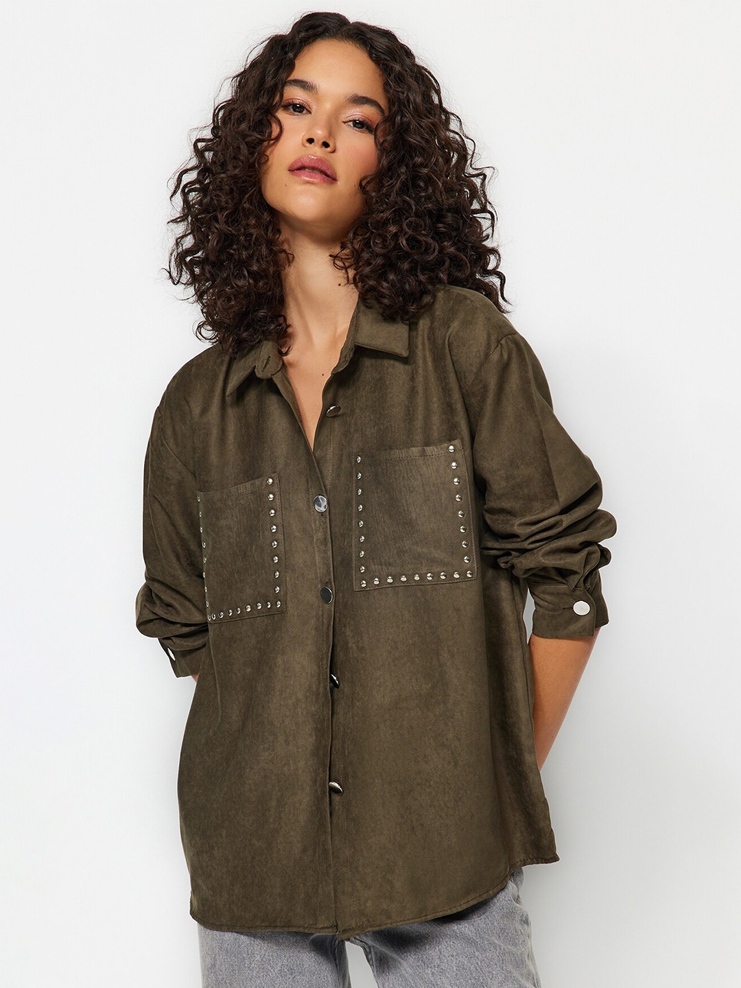 

Trendyol Spread Collar Casual Shirt, Khaki