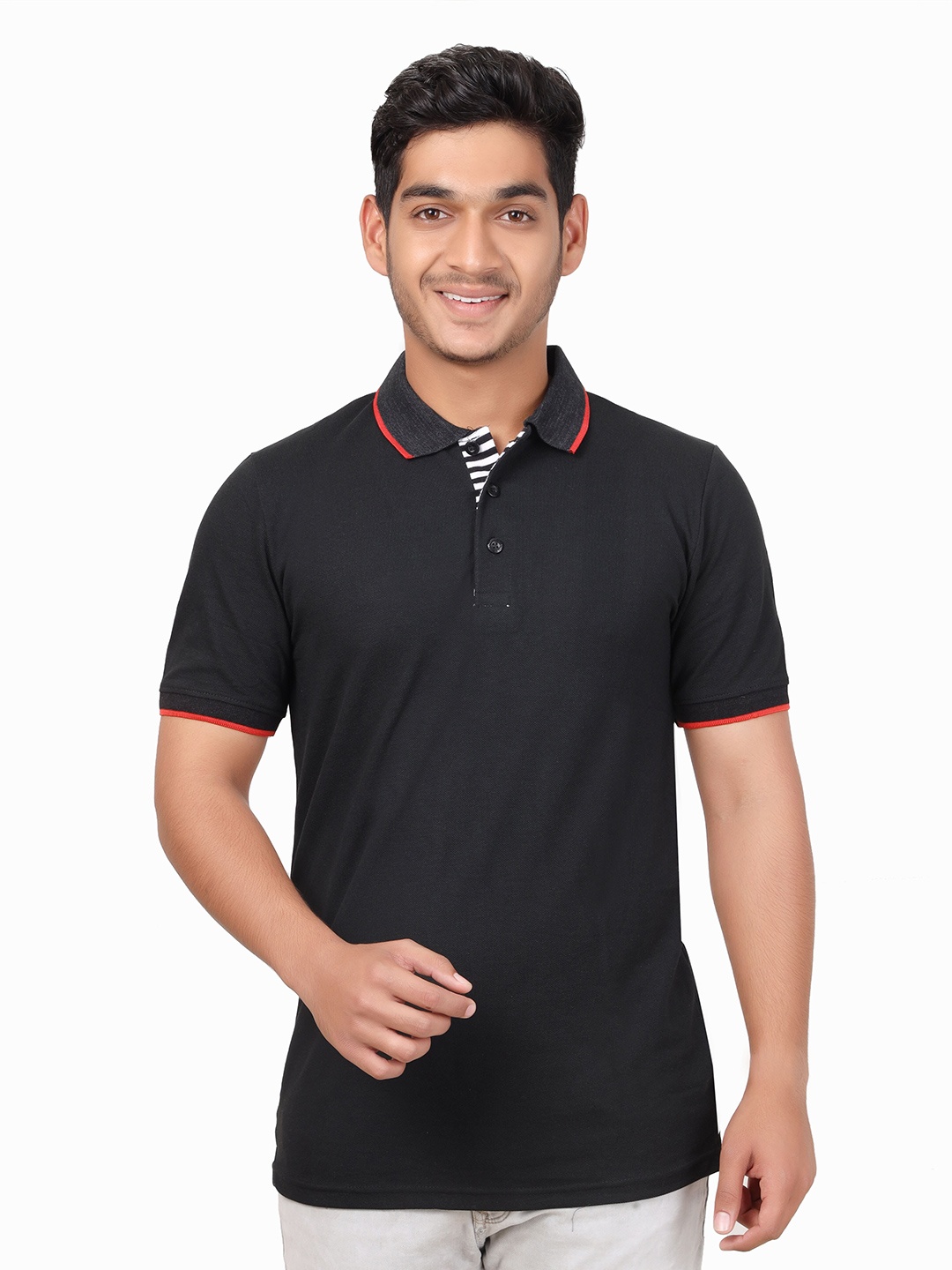 

BAESD Polo Collar Short Sleeves Cotton T-shirt, Black