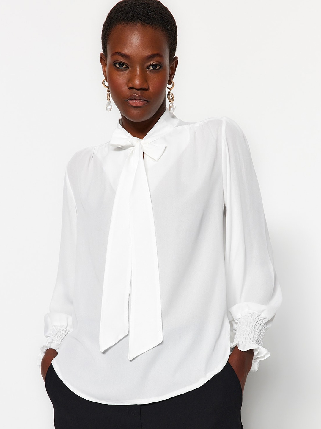 

Trendyol Tie-Up Neck Shirt Style Top, Na