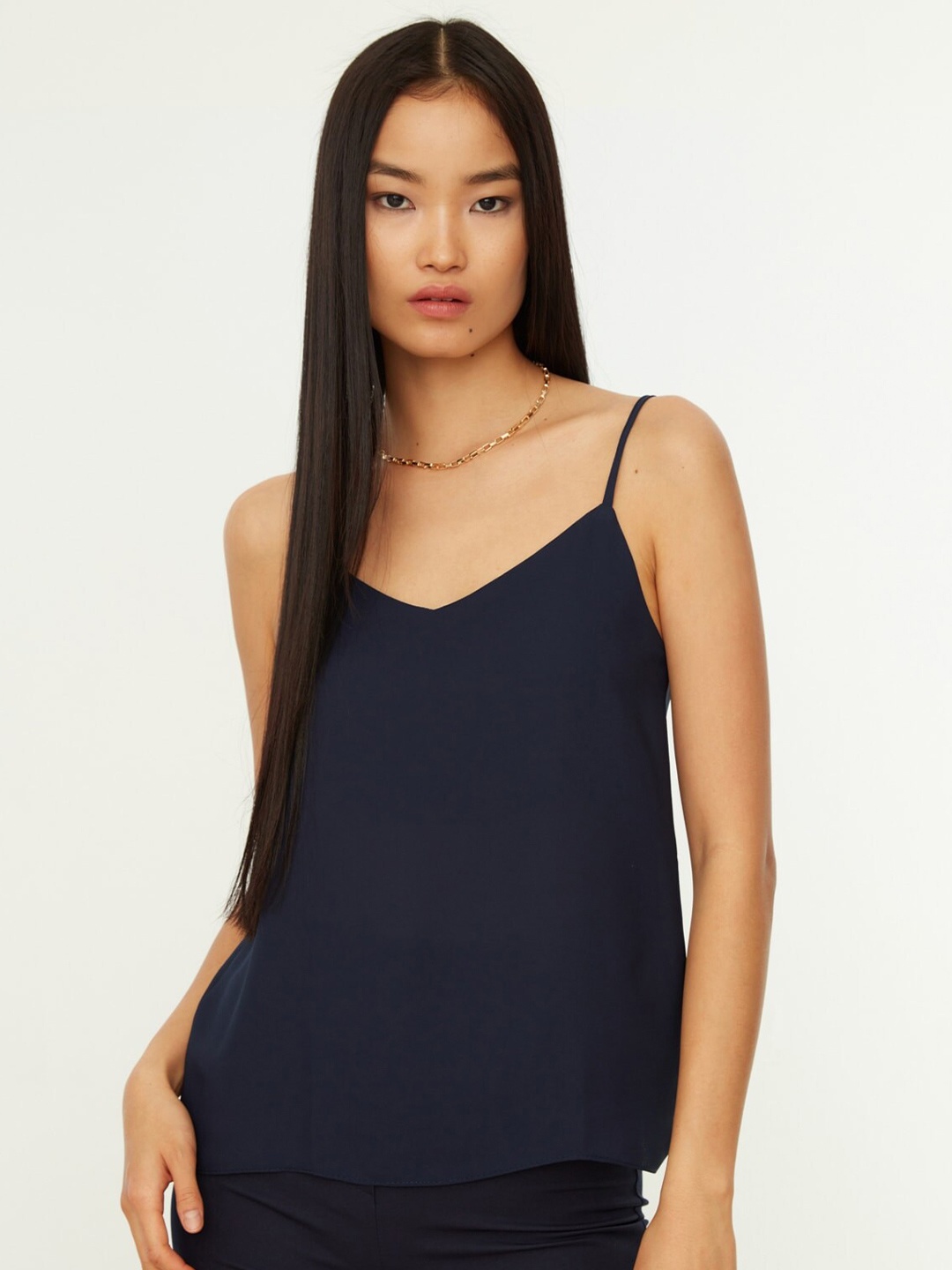 

Trendyol Shoulder Straps Regular Top, Navy blue