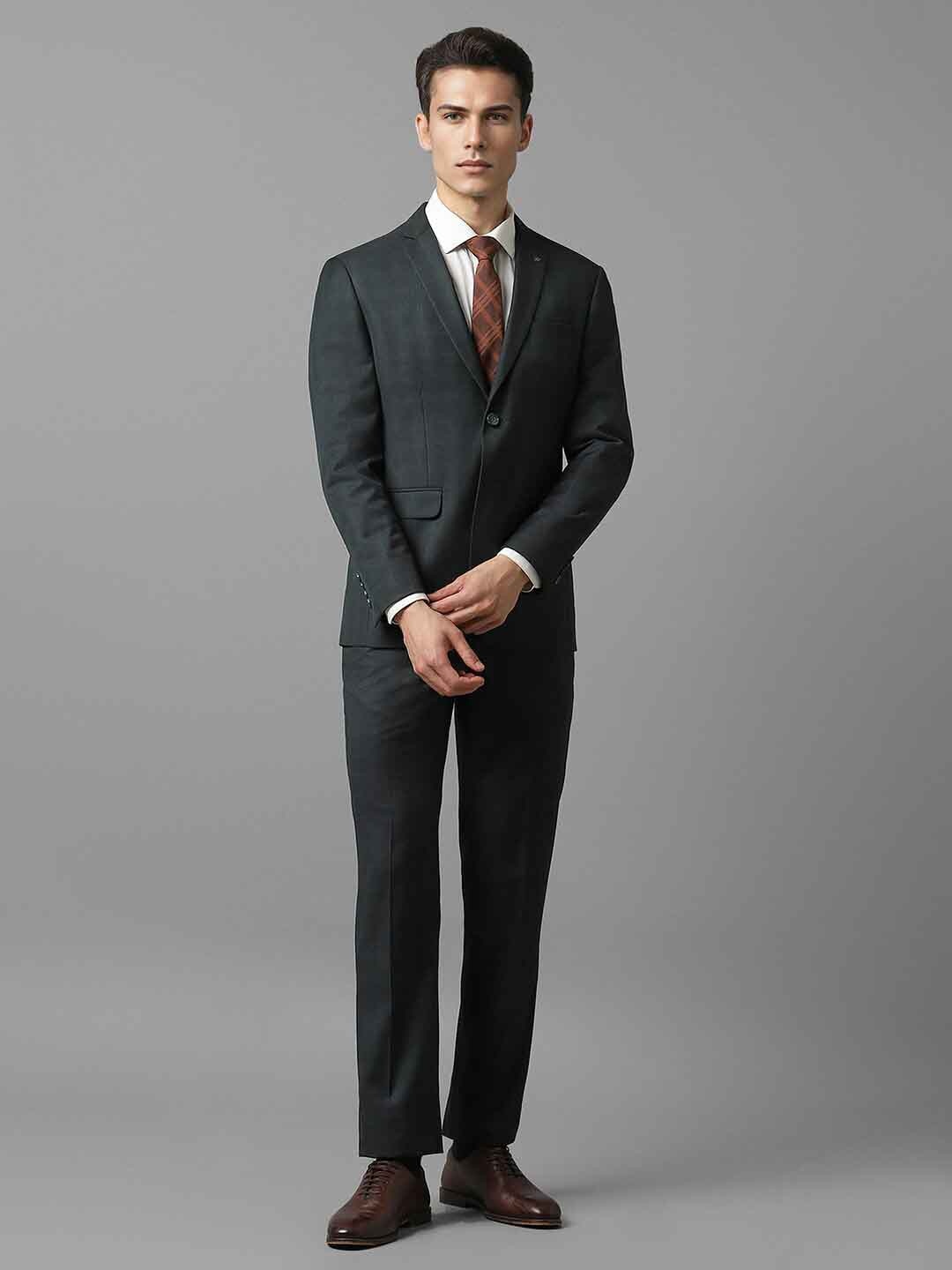 

Louis Philippe Slim-Fit Single-Breasted Two Piece Formal Suits, Green