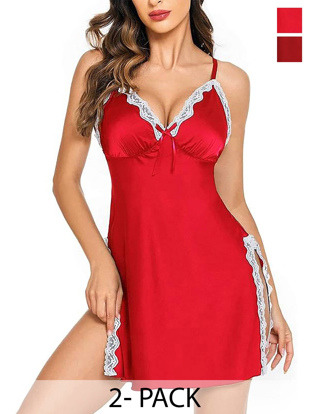 

Aamarsh Pack Of 2 Shoulder Straps Net Baby Doll, Red