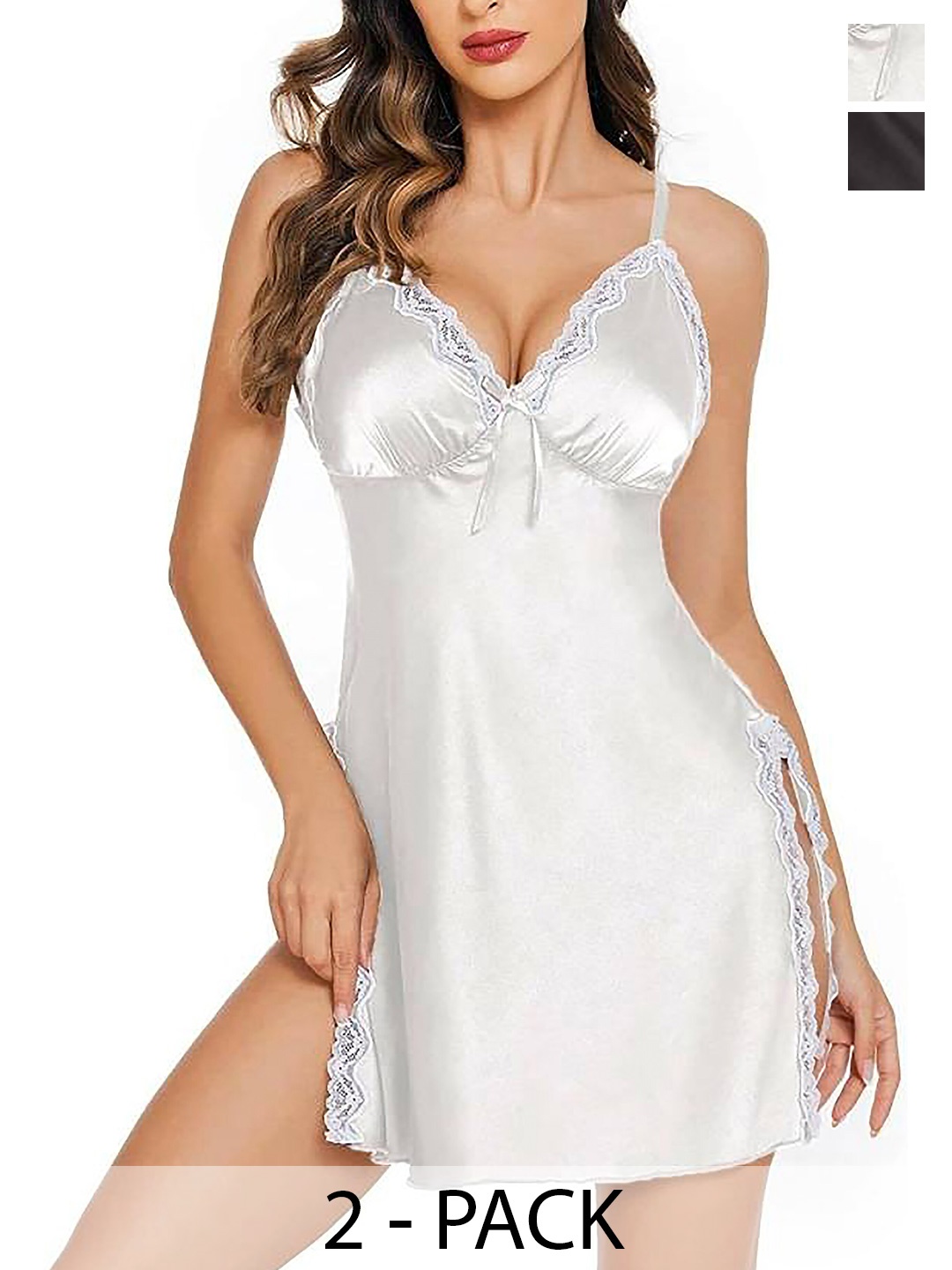 

AROUSY Pack Of 2 Net Baby Doll With High-Low, White