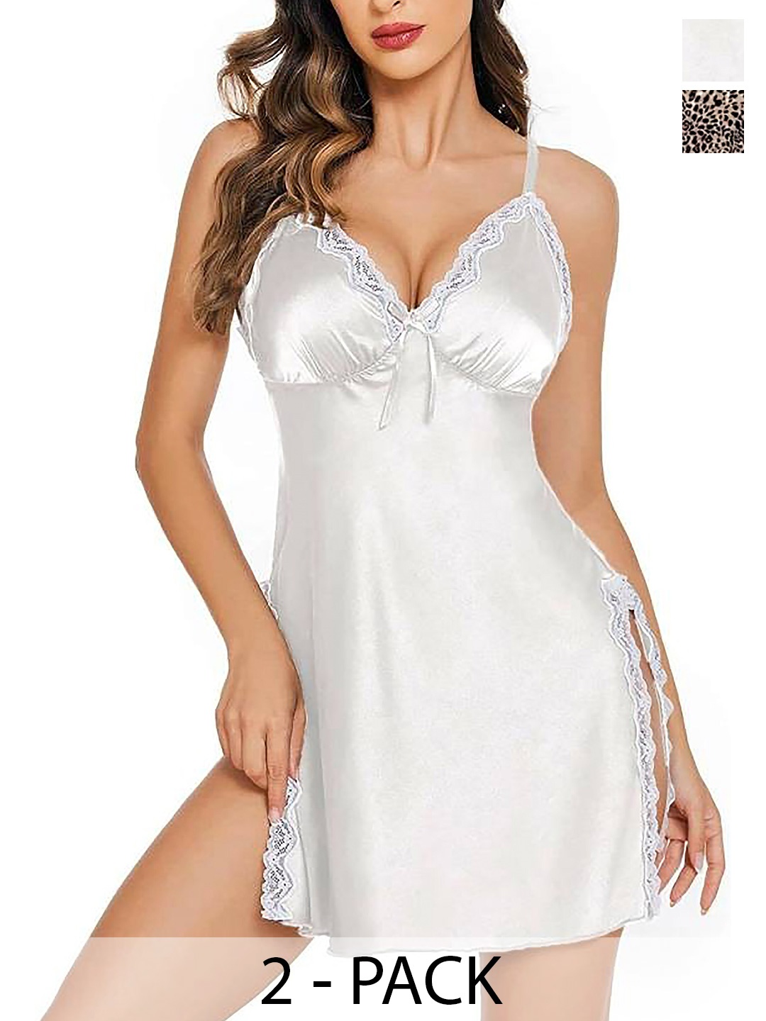 

AROUSY Pack Of 2 Shoulder Straps Net Baby Doll, White