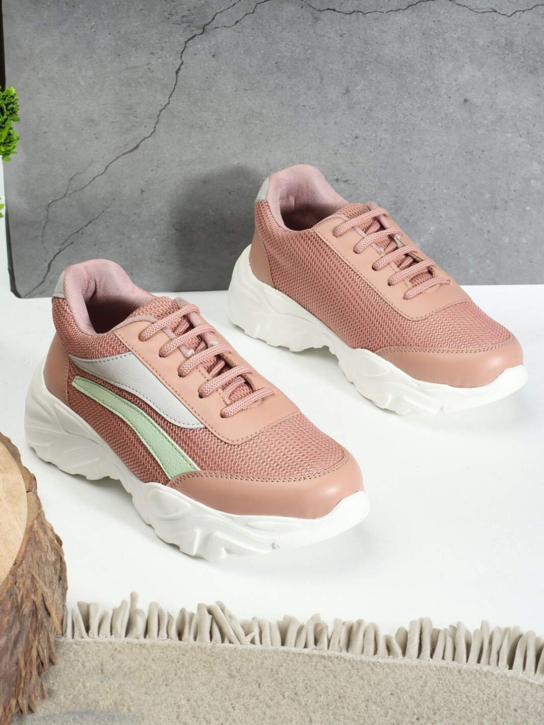 The Roadster Lifestyle Co. Women Colorblocked Sneakers, Peach