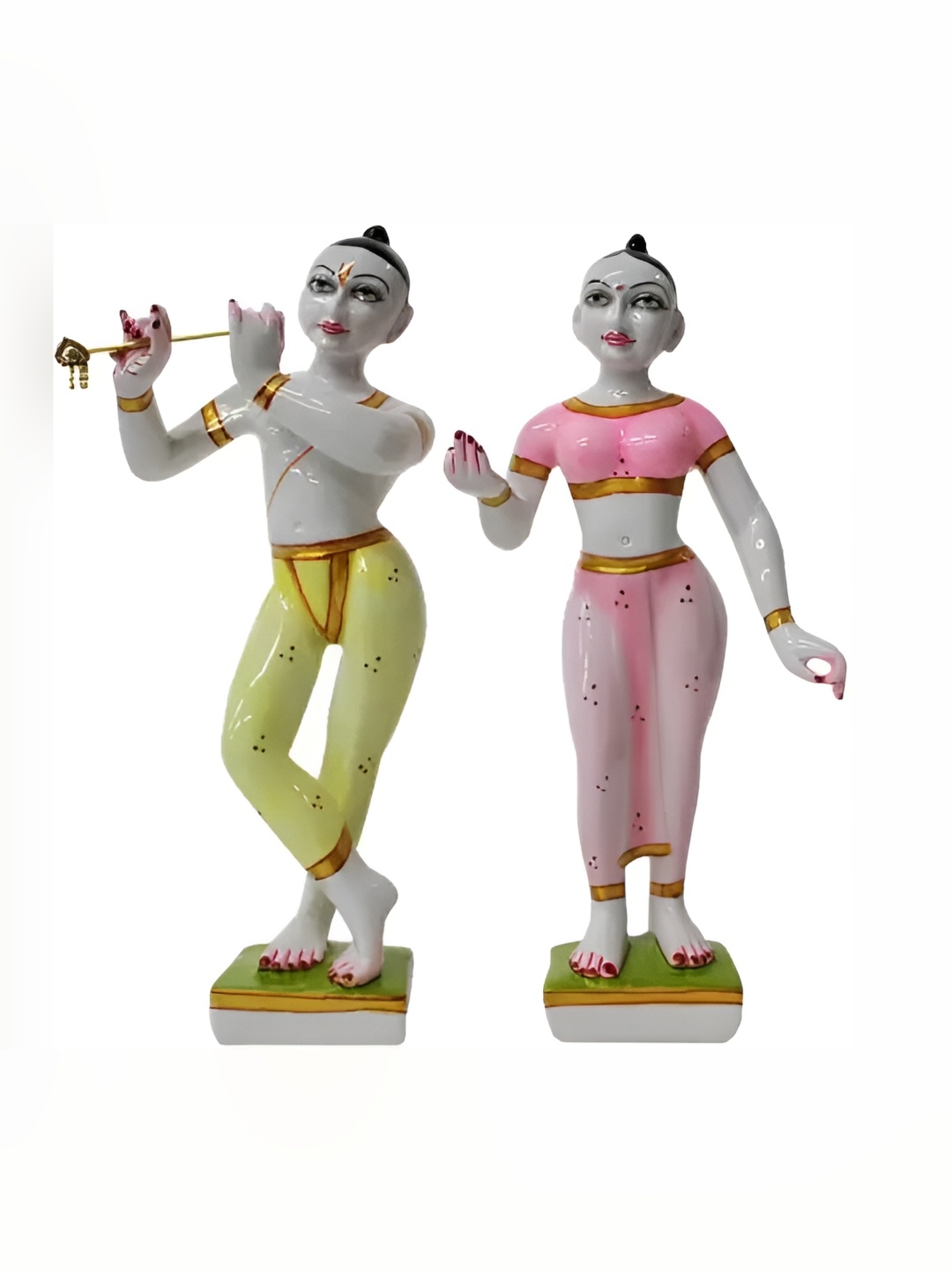 

krishnagallery1 White & Yellow 2 Pieces Religious Radha Krishan Idol Showpiece