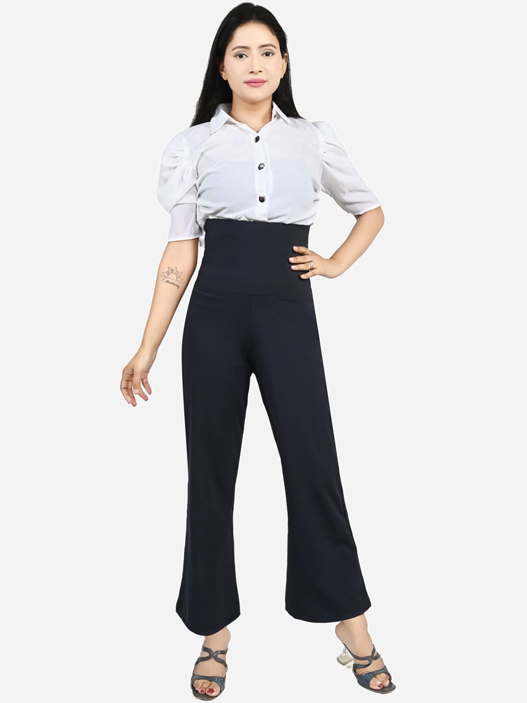 

Bellofox Mid-Rise Easy Wash Tummy Tucker Trouser, Navy blue