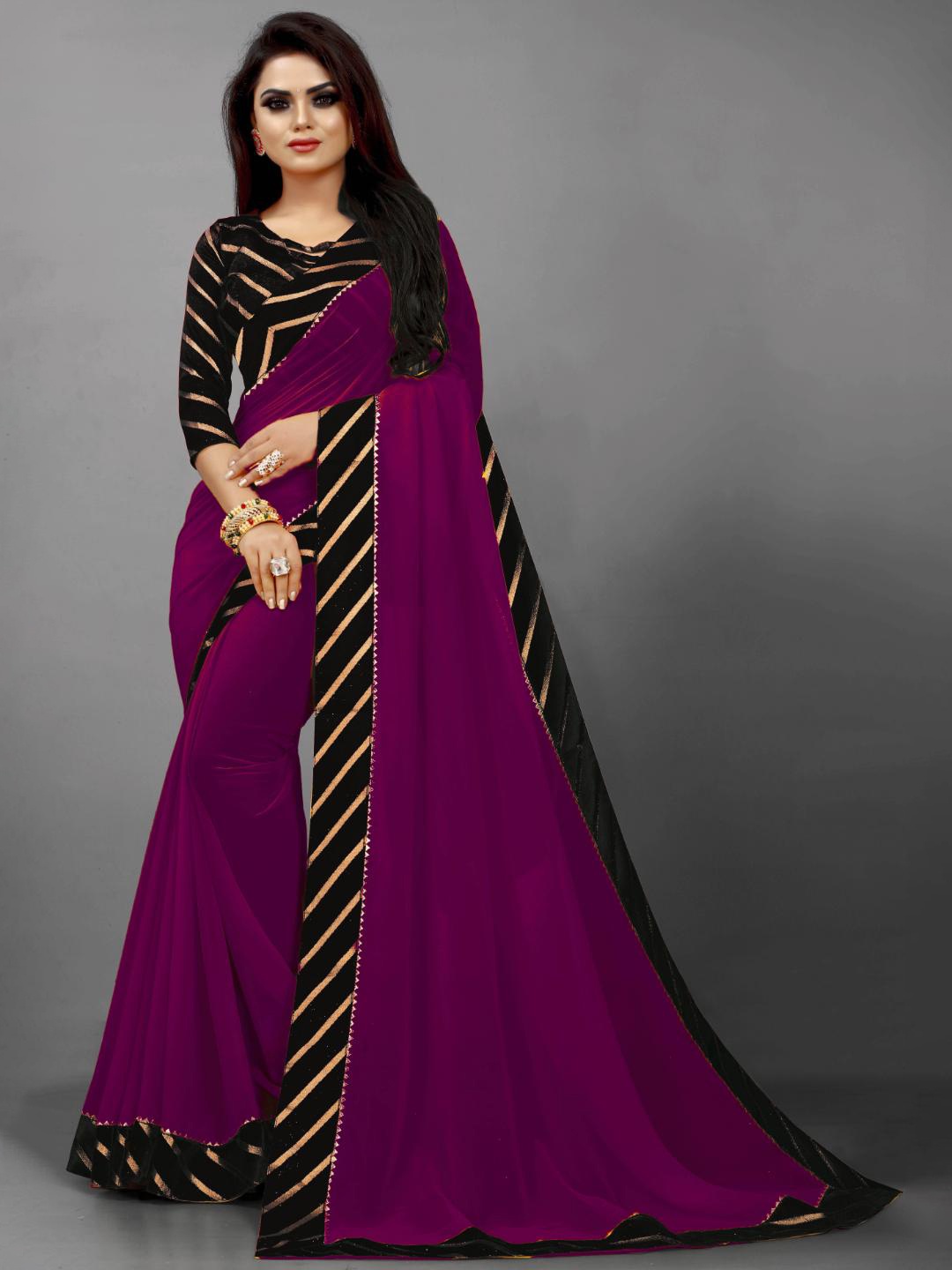 

SM TRENDZ Embellished Pure Georgette Saree, Purple