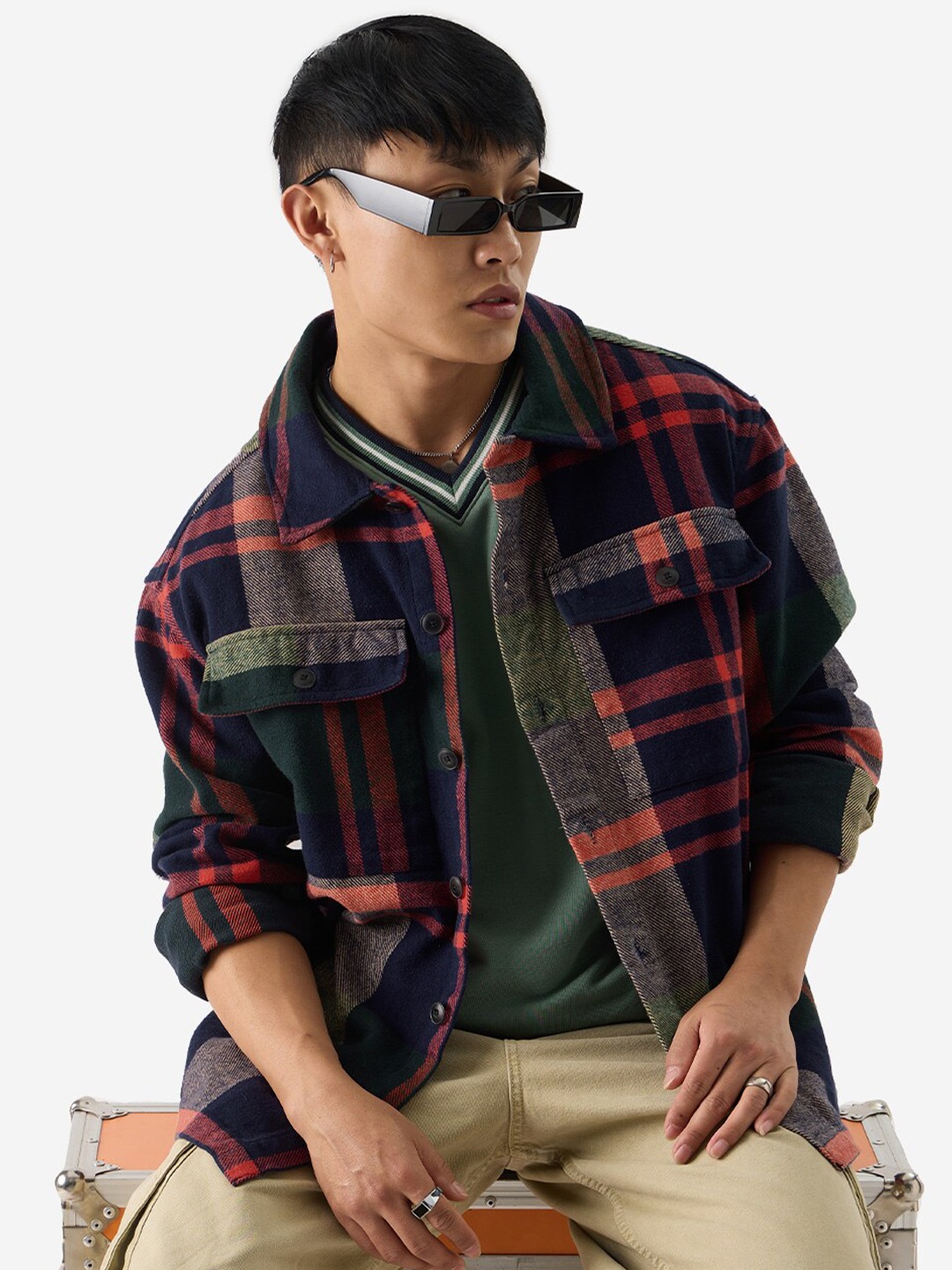 

The Souled Store Tartan Checks Checked Cotton Casual Shirt, Black