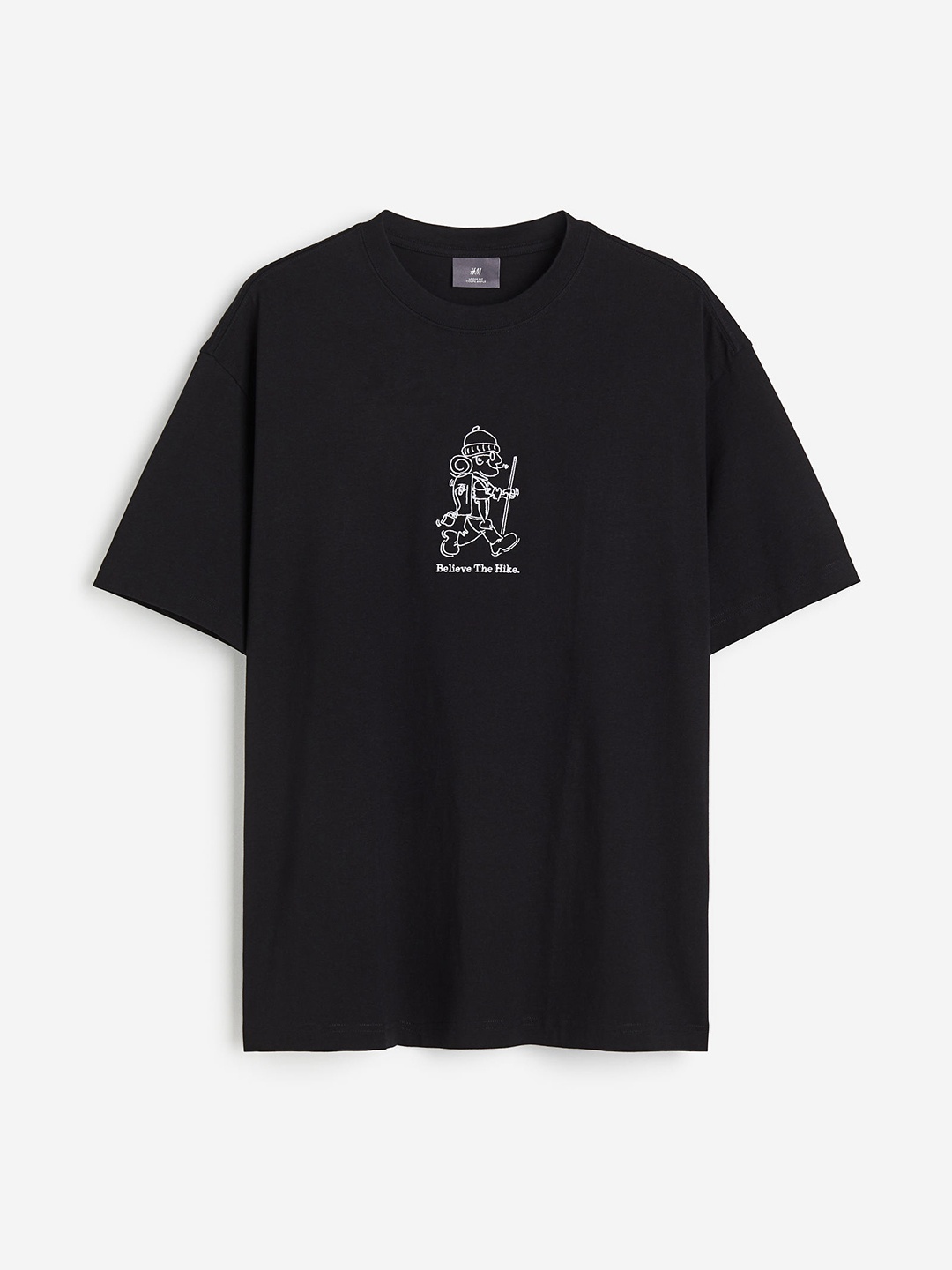 

H&M Pure Cotton Loose-Fit T-Shirt, Black