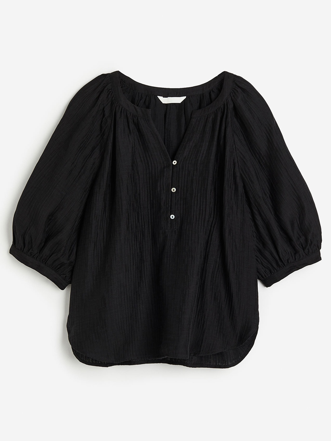 

H&M Crinkled Blouse, Black