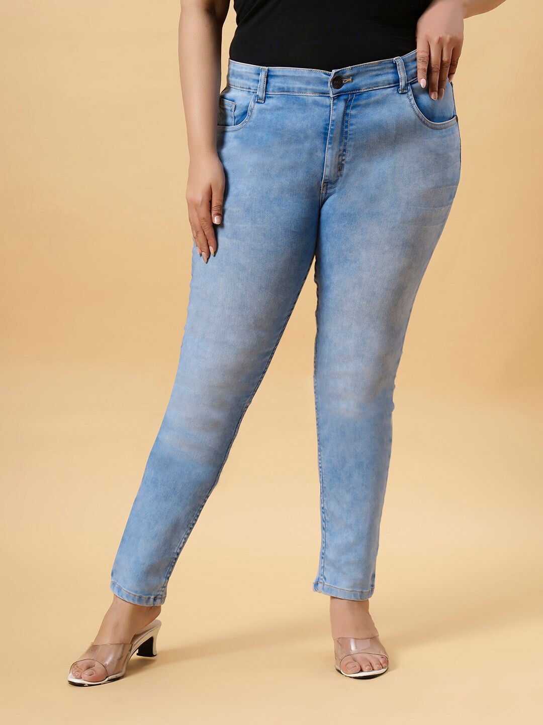 

ZUSH Women Plus Size Comfort Light Fade Stretchable Jeans, Blue