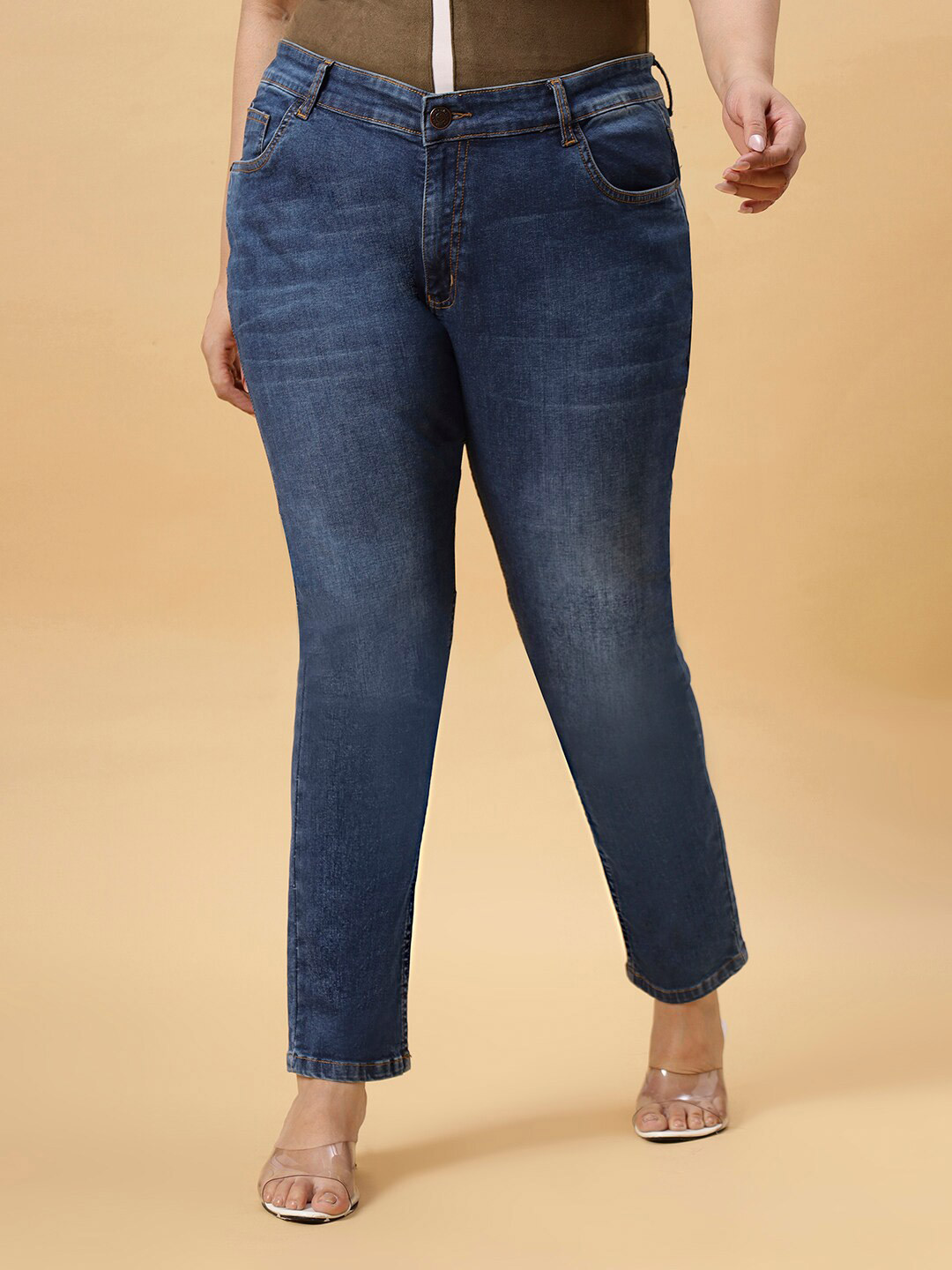 

ZUSH Women Plus Size Comfort Light Fade Stretchable Jeans, Blue