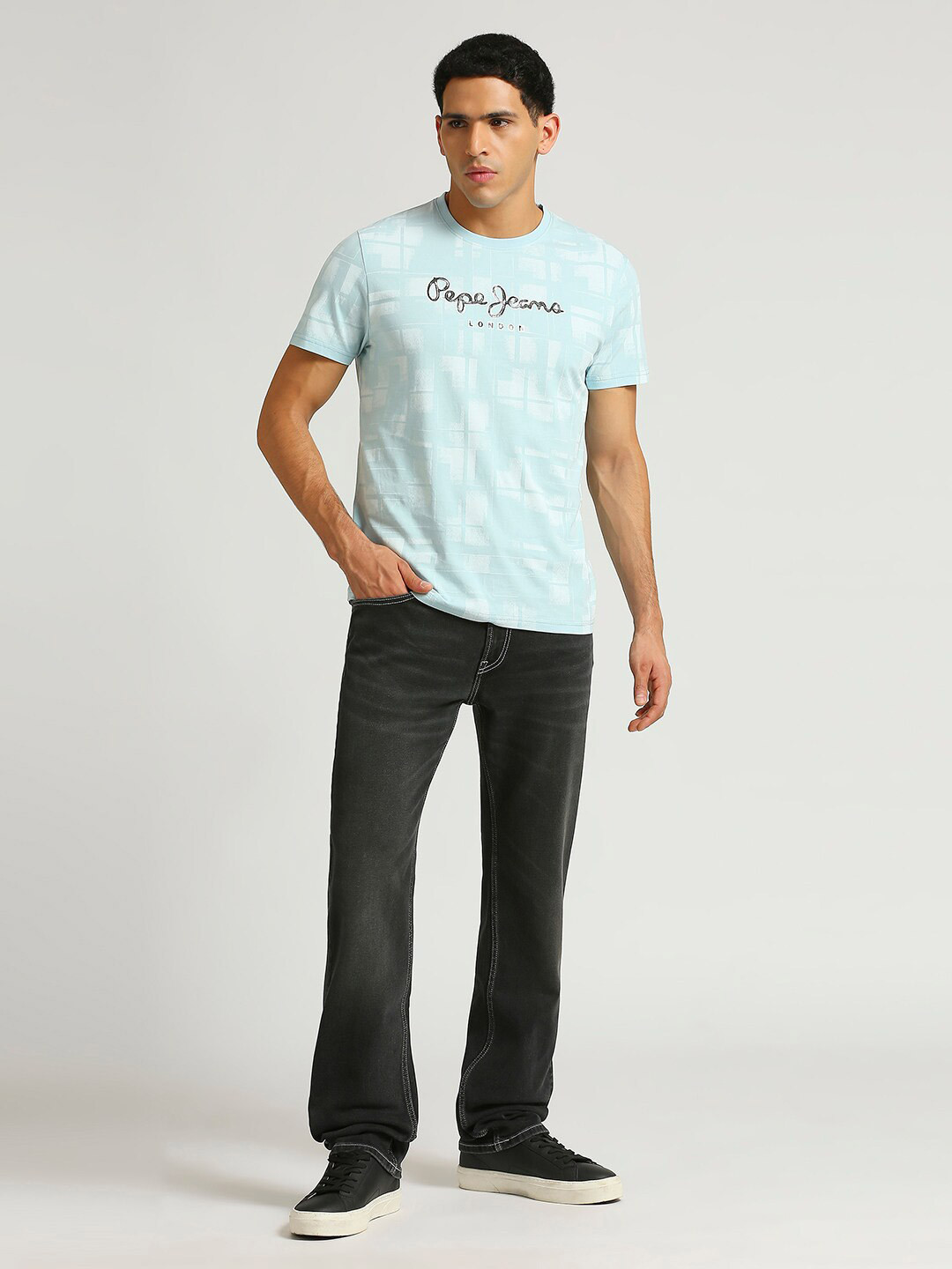 

Pepe Jeans Typography Printed Pure Cotton Slim Fit T-shirt, Blue