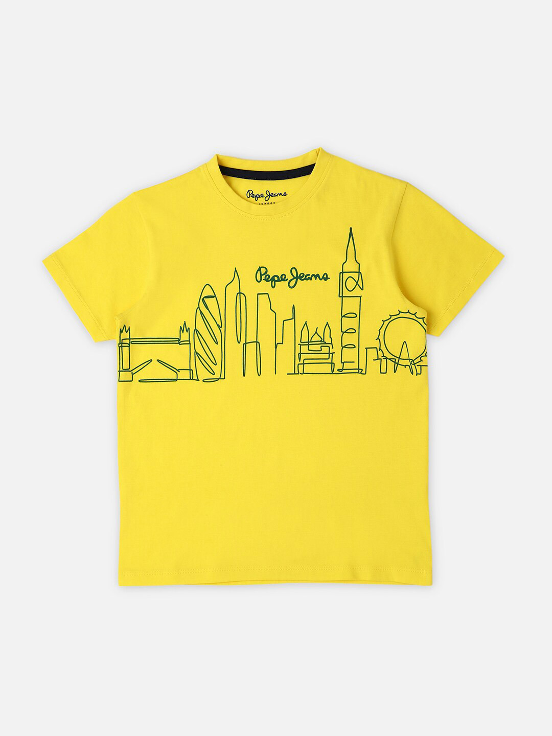 

Pepe Jeans Boys Graphic Printed Round Neck Pure Cotton T-shirt, Yellow