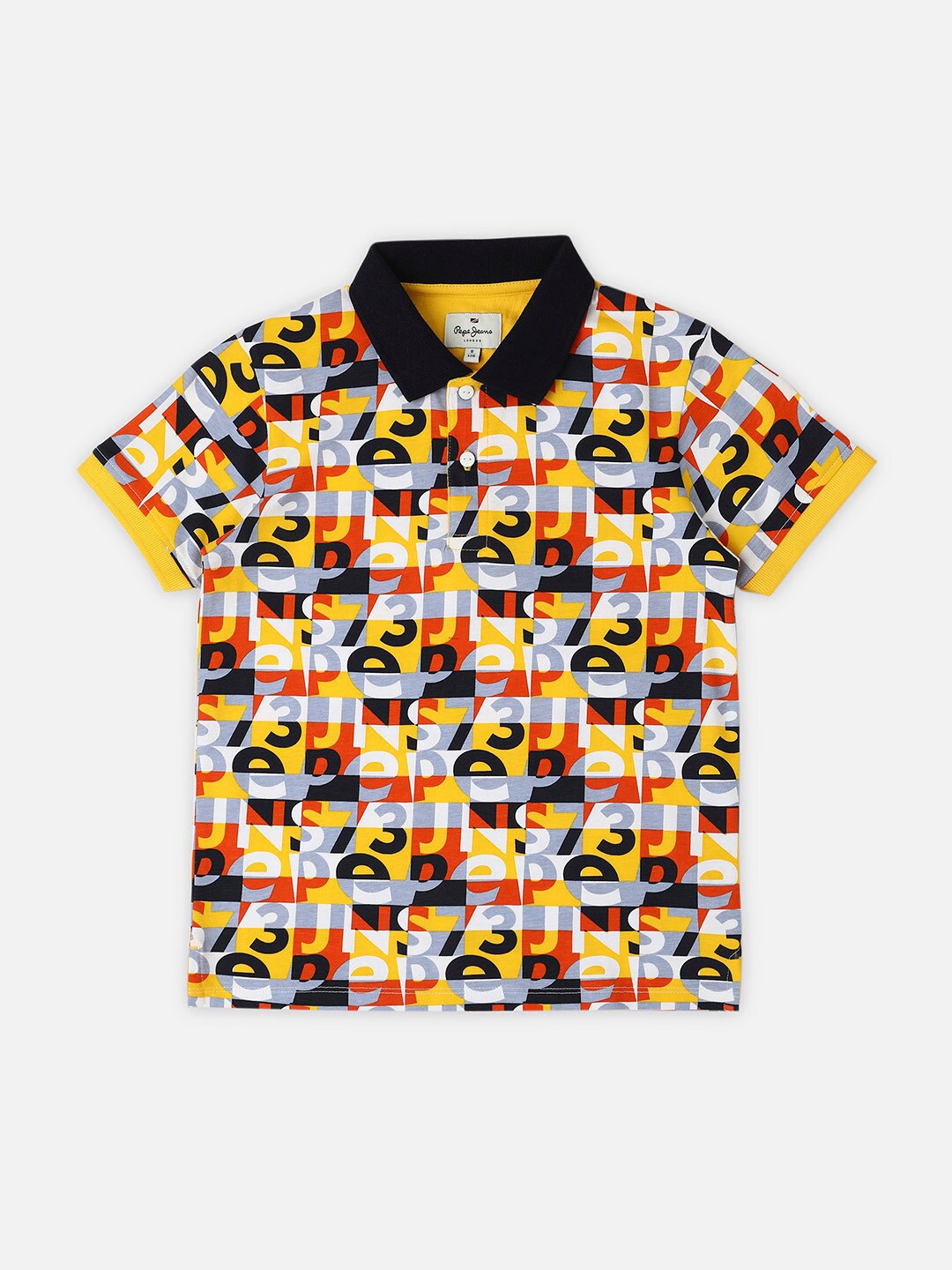 

Pepe Jeans Boys Printed Polo Collar Tropical Pure Cotton T-shirt, Yellow