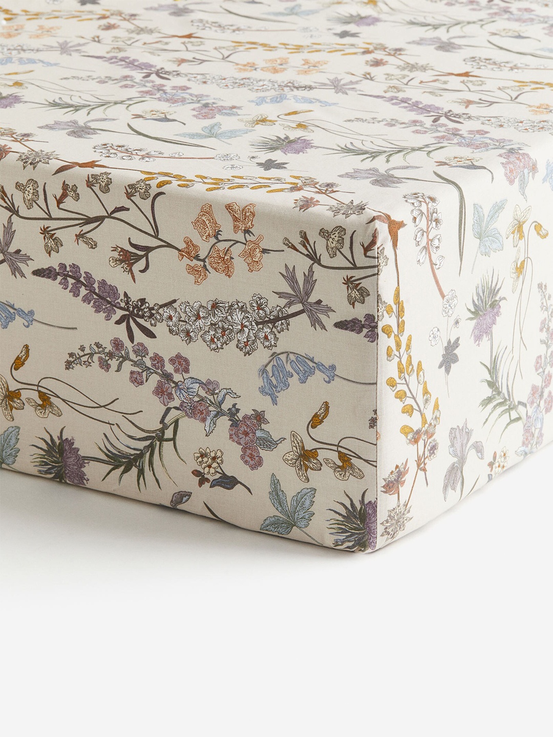 

H&M Patterned Cotton Fitted Sheet, Beige