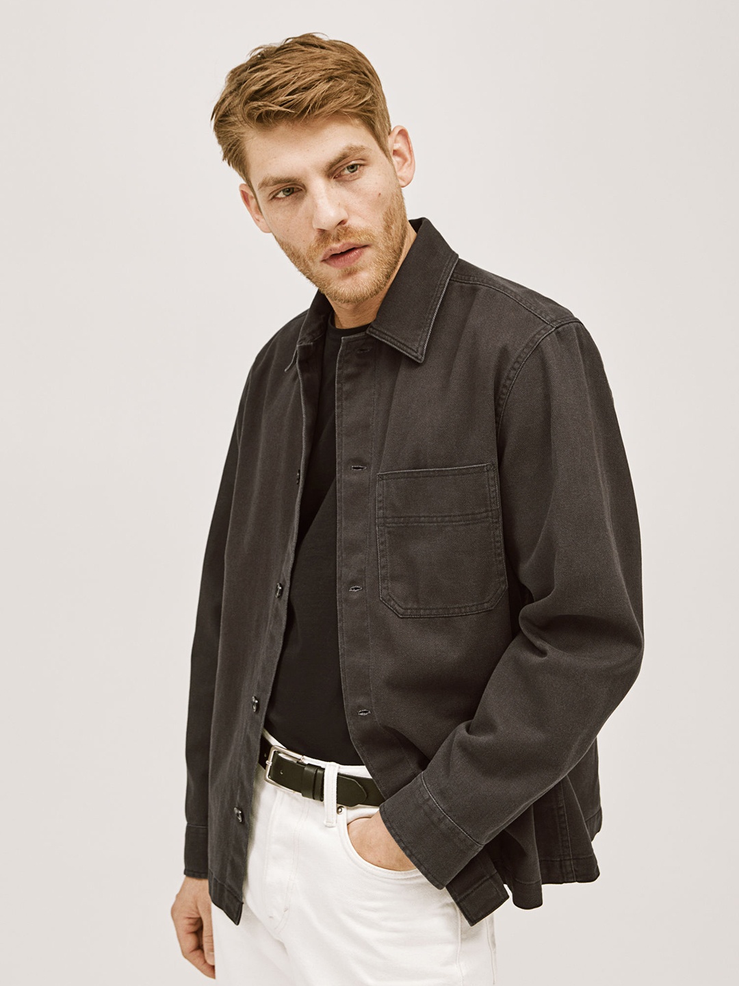 

H&M Regular Fit Twill Shacket, Black