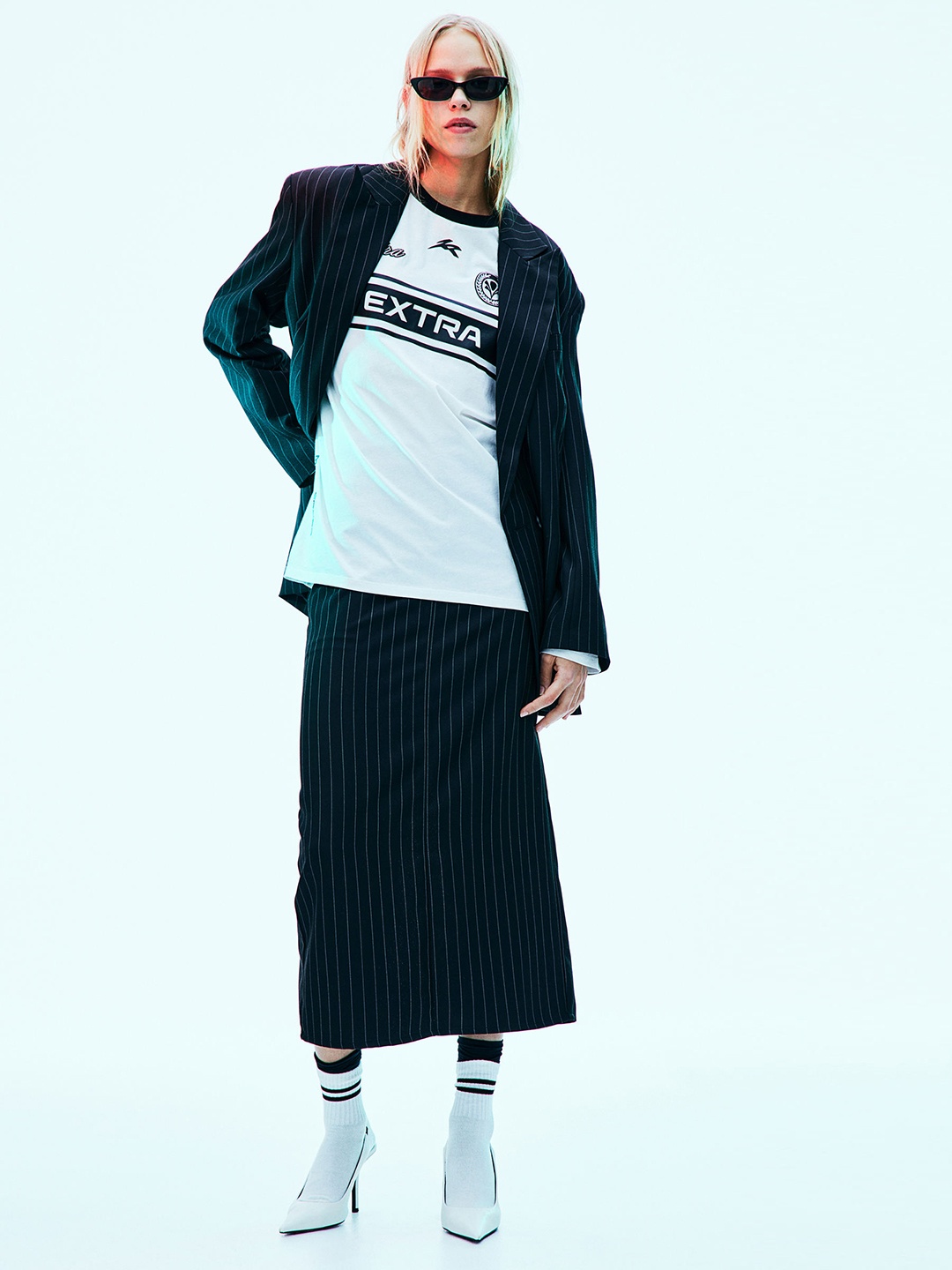 

H&M Twill Tailored Maxi Skirt, Black