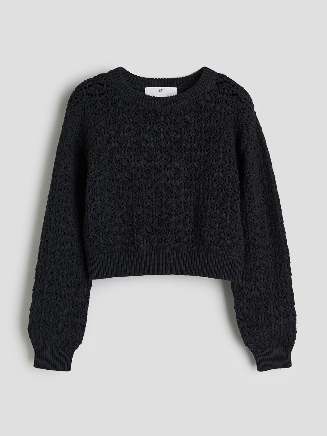 

H&M Girls Pointelle-Knit Jumper, Black