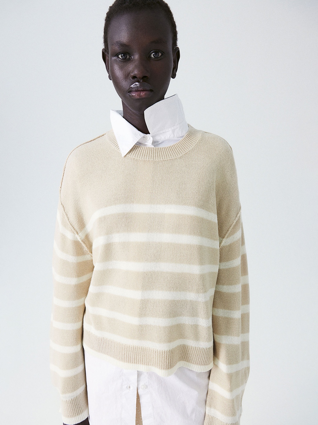 

H&M Linked-Seam-Detail Jumper, Beige