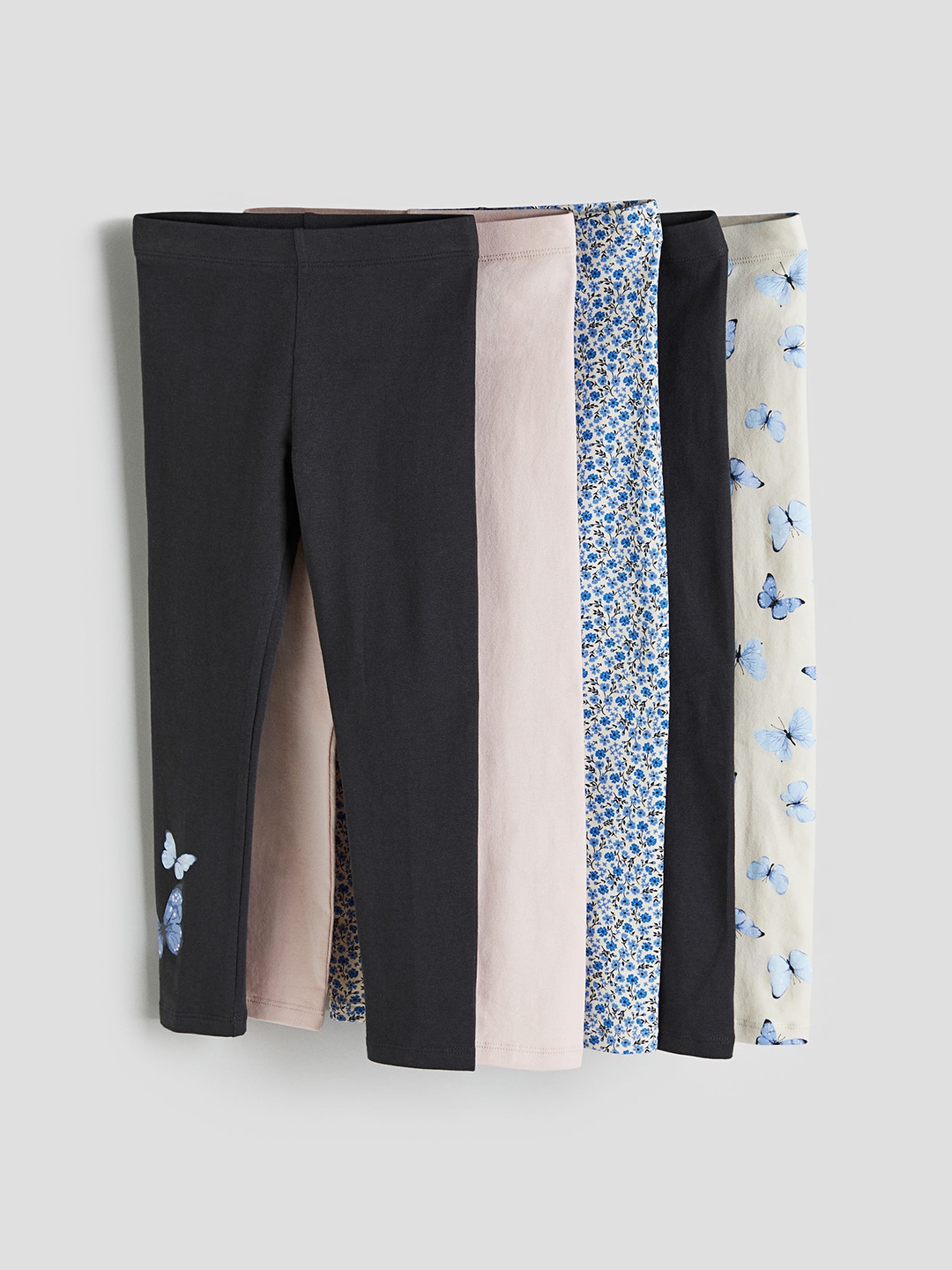 

H&M Girls 5-Pack Leggings, Grey