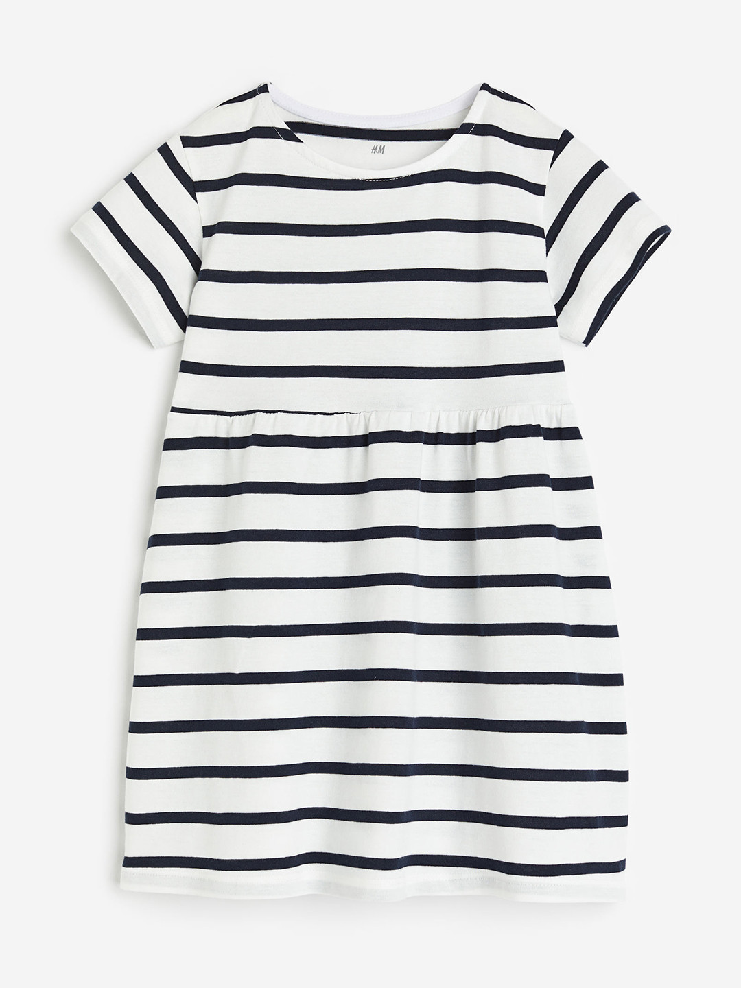 

H&M Girls Striped Cotton Jersey Dress, White