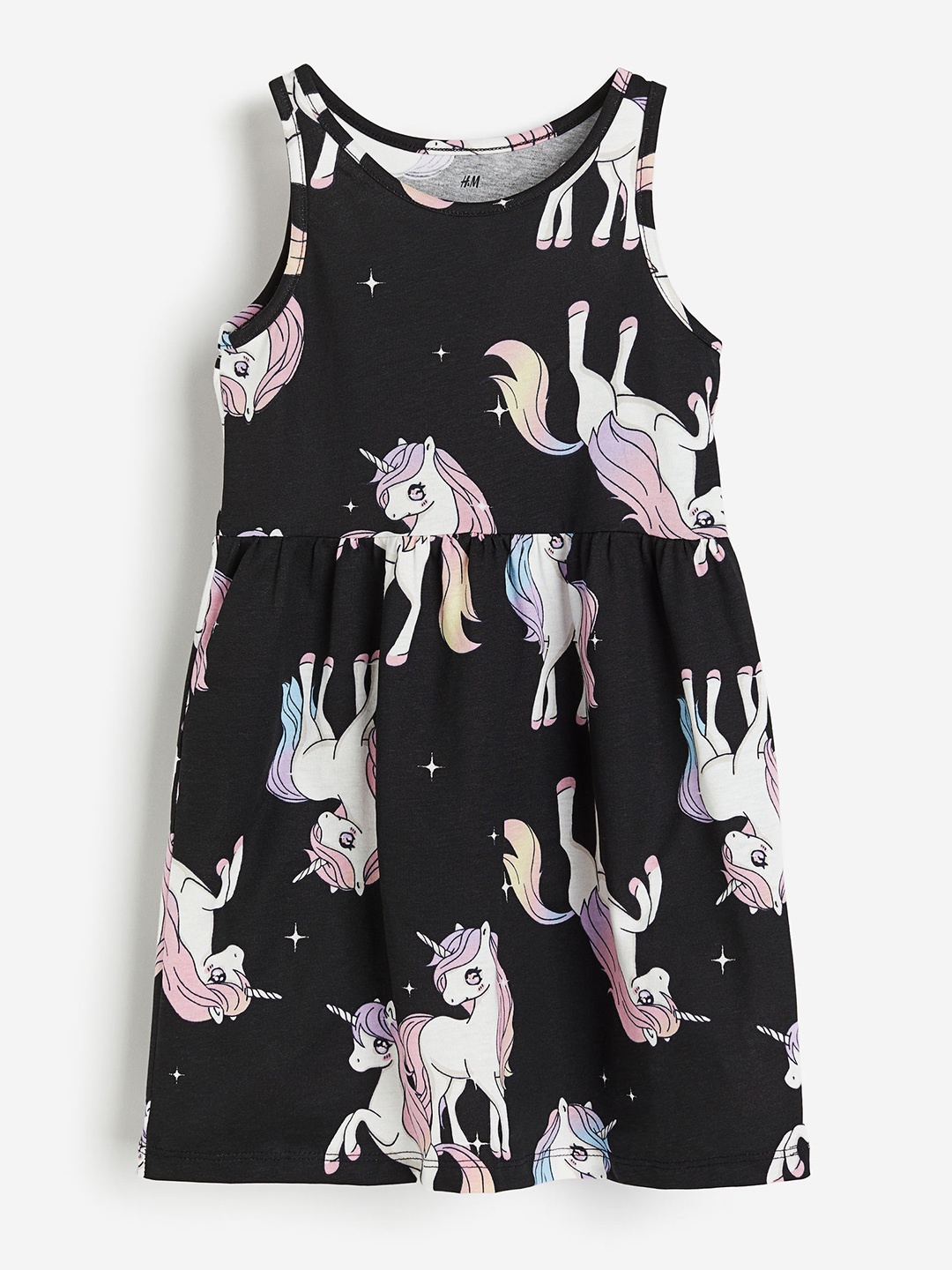 

H&M Girls Patterned Cotton Dress, Black
