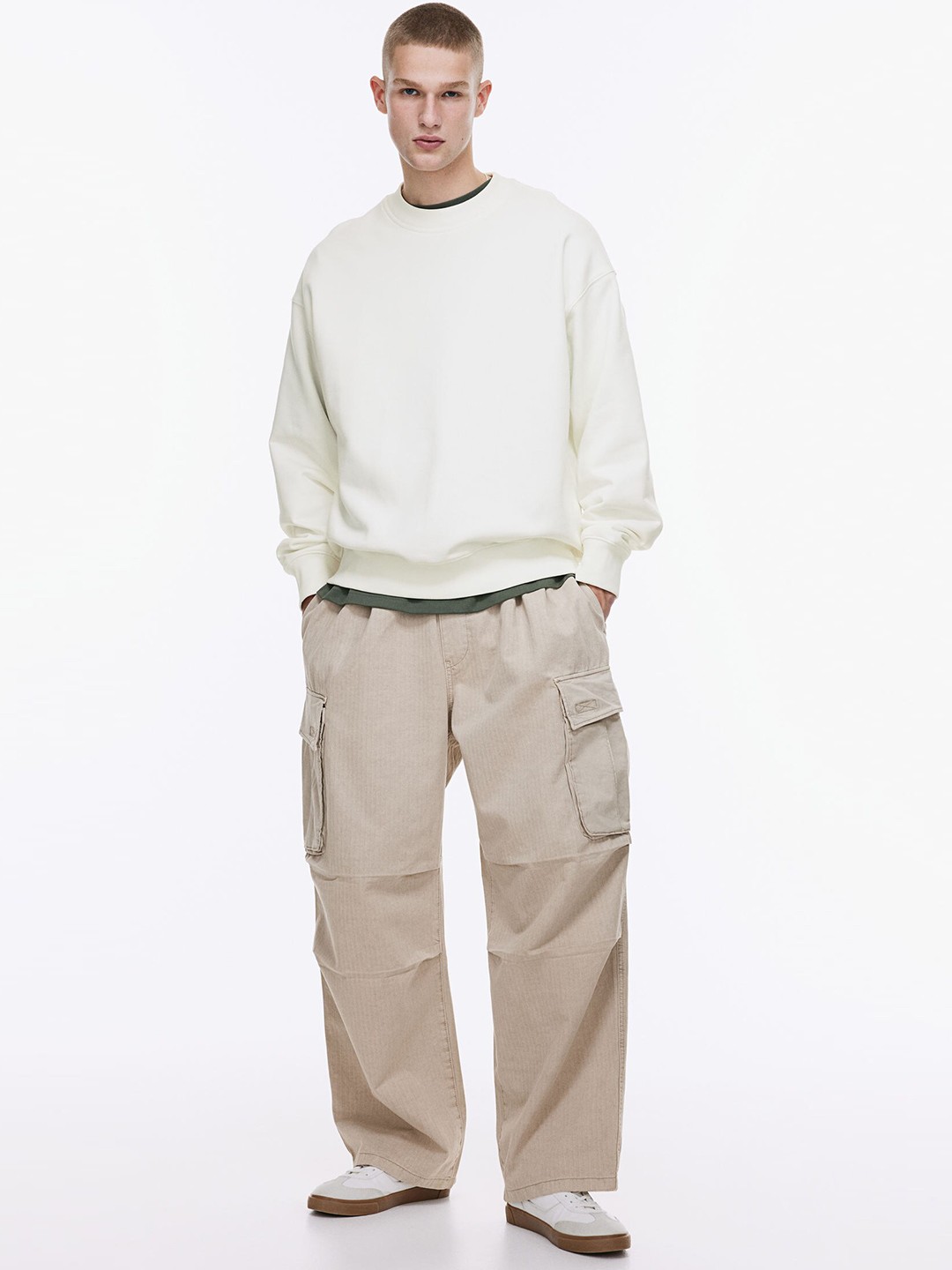

H&M Oversized Fit Cotton Sweatshirts, White