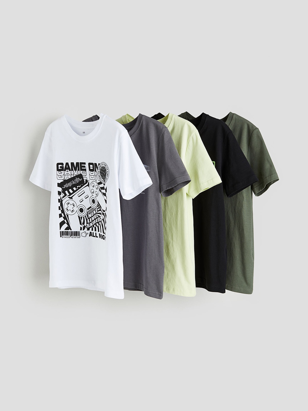 

H&M Boys 5-Pack Pure Cotton T-Shirts, Black
