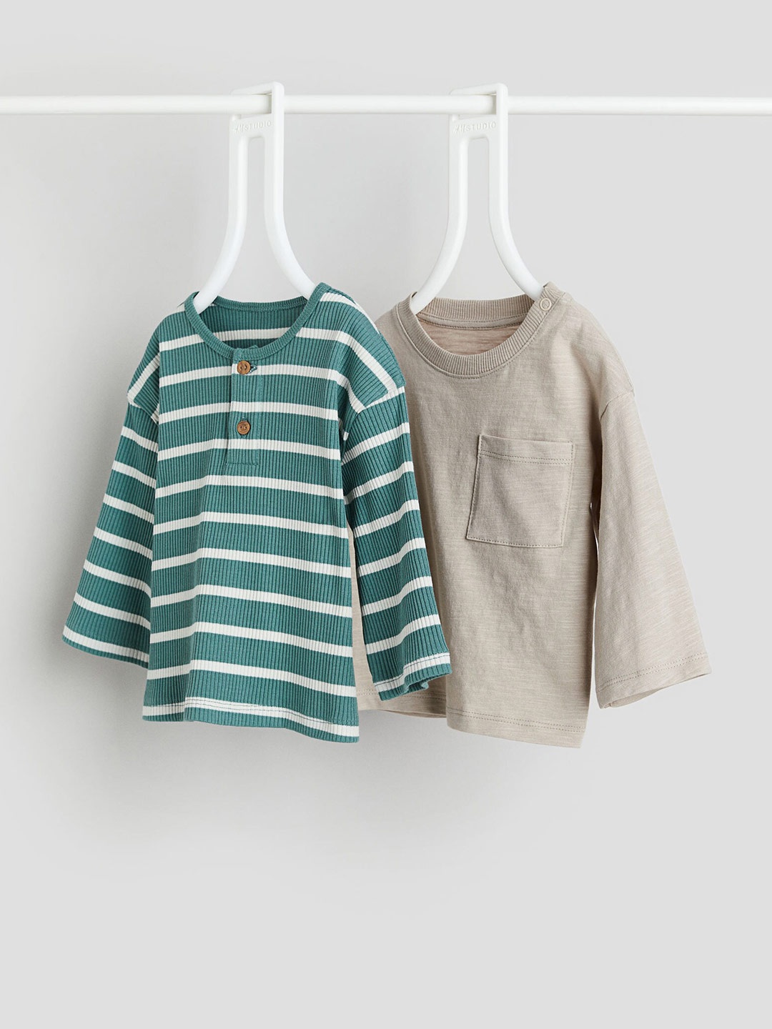 

H&M Boys 2-Pack Cotton Jersey Tops, Green